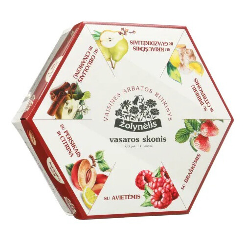 NATURAL FRUIT TEA INFUSIONS 6 Flavor Variety Gift Box (60 Servings) Zolynelis