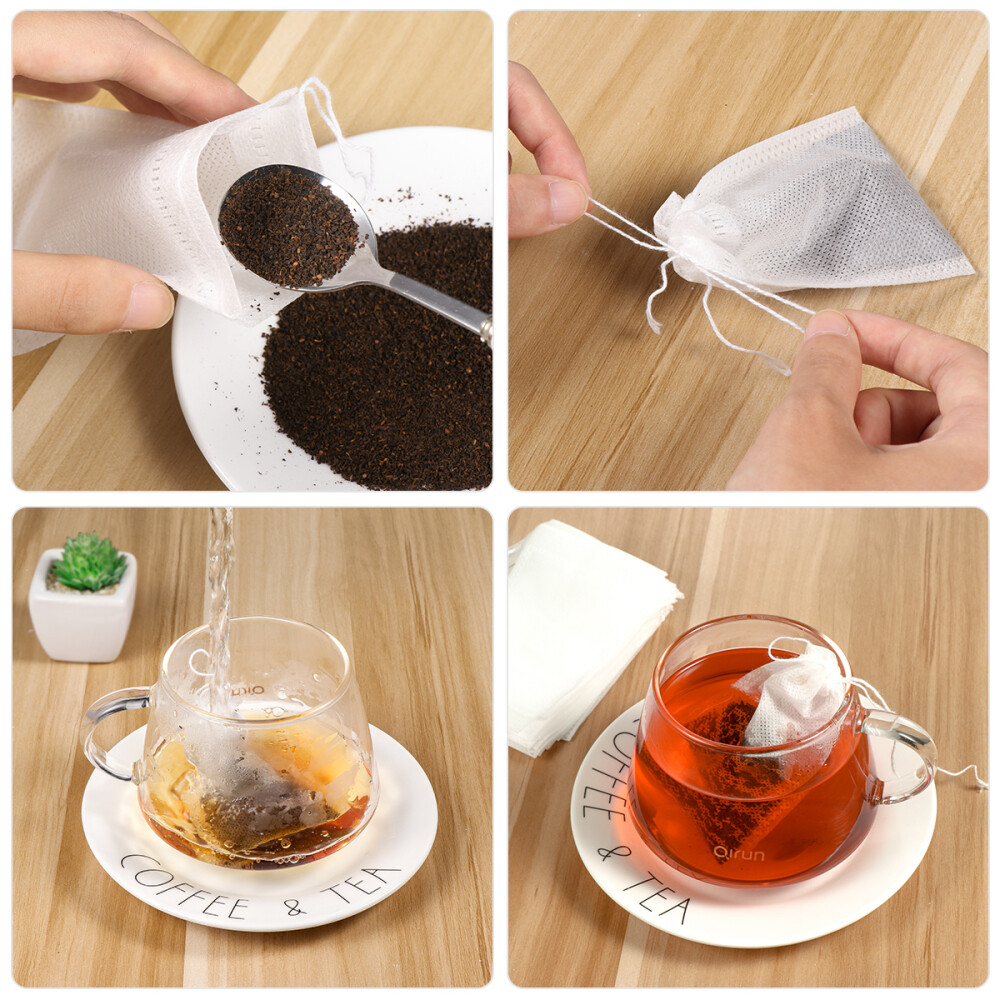 100Pcs Drawstring Filter Empty Bag Non-Woven Bags for Loose Leaf Tea Powder Herb