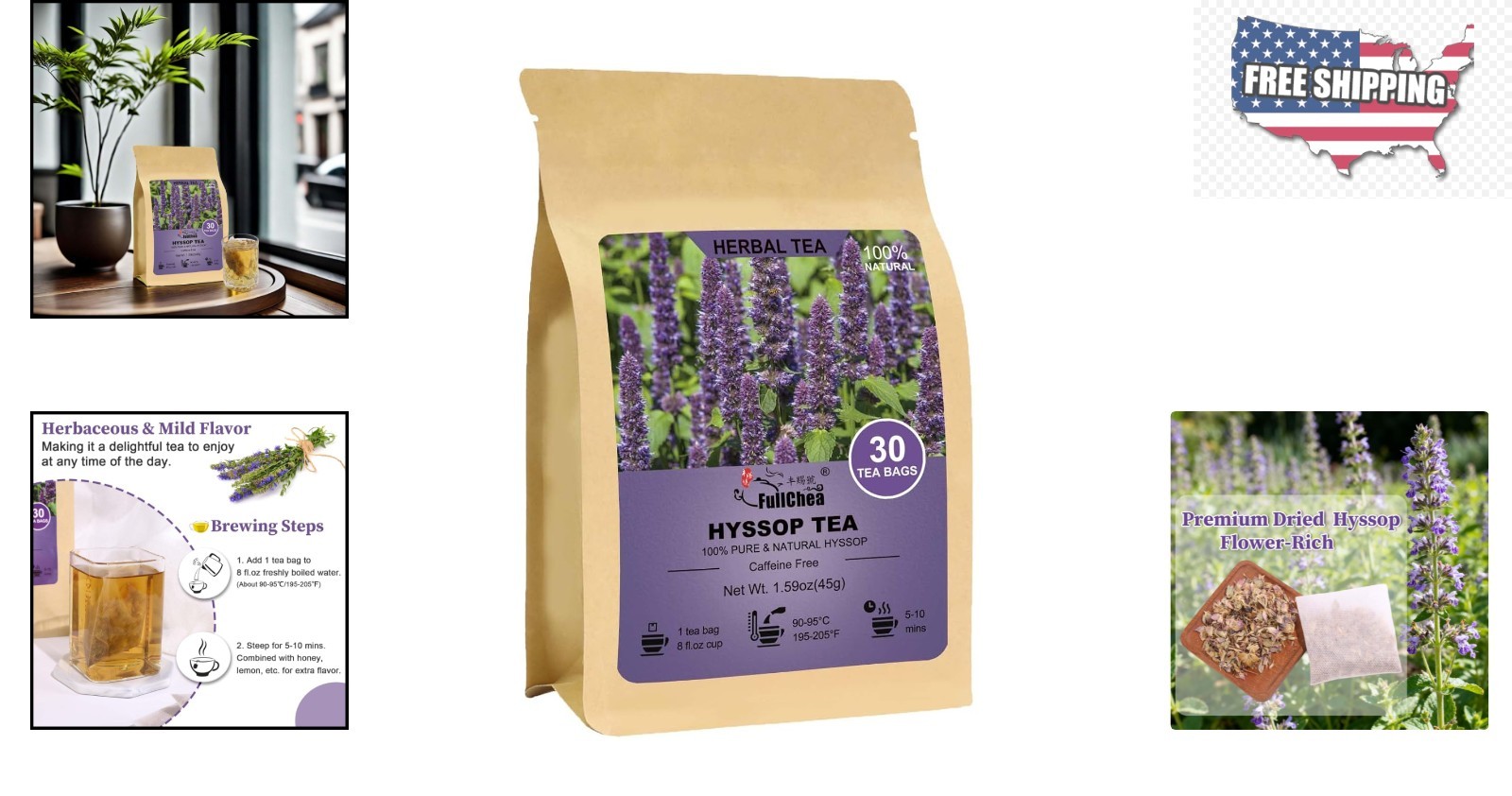 Hyssop Tea Bags – 30 Count, Caffeine-Free for Relaxation & Digestion
