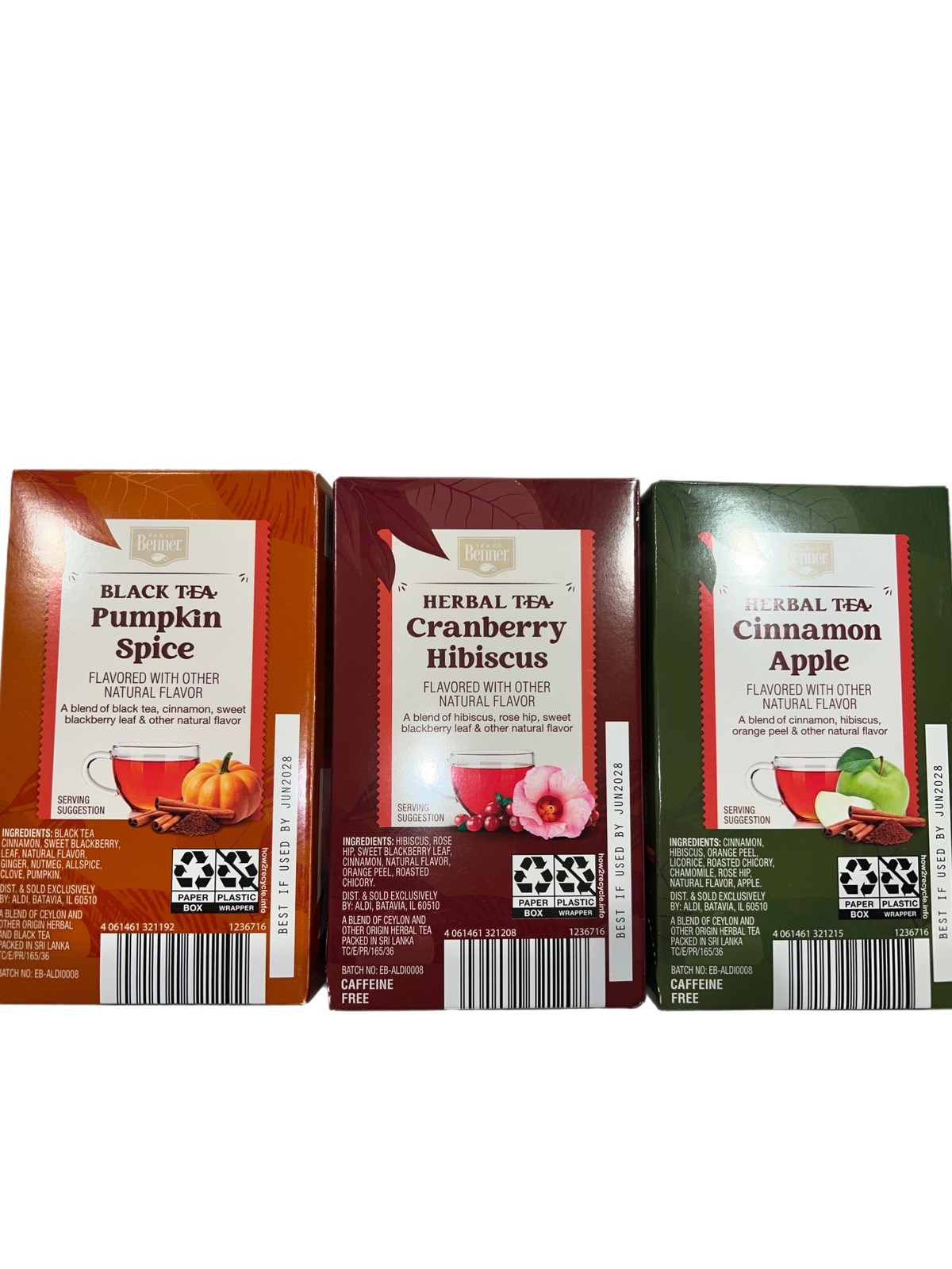 Benner Fall Tea Variety -X3. Pumpkin Spice, Cinnamon Apple, Cranberry Hibiscus