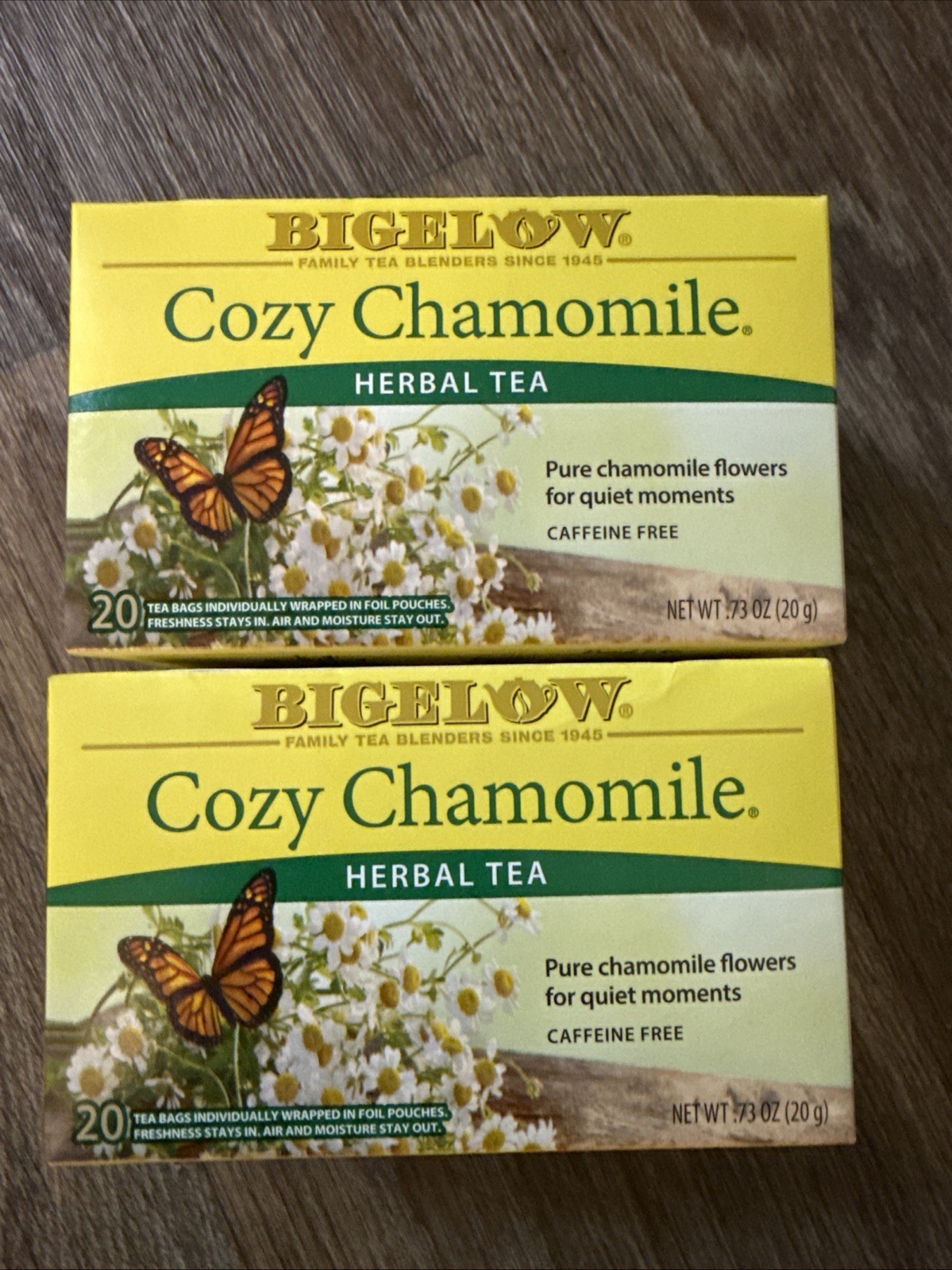 2x Bigelow Cozy Chamomile Herbal Tea | 20 Pouches Each Box Exp 9/26 (Pack of 2)