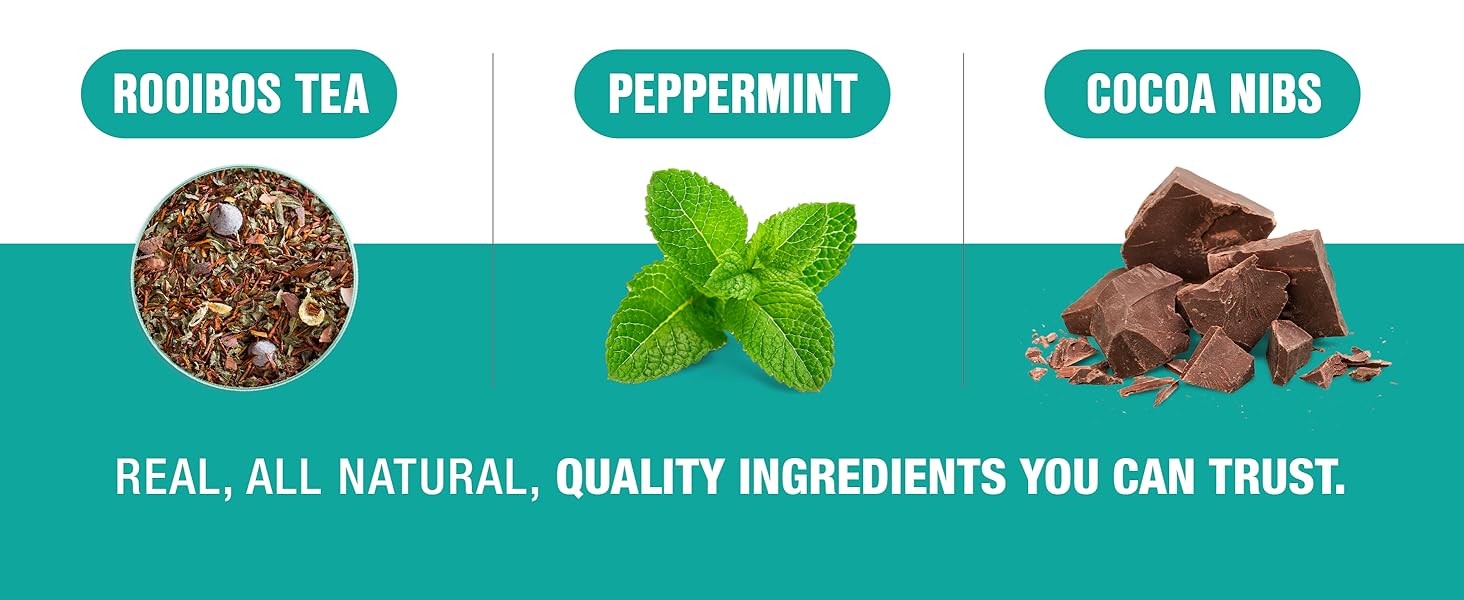 Cocoa Mint Chill Loose Leaf Tea, Chocolate Peppermint Herbal Rooibos Blend,