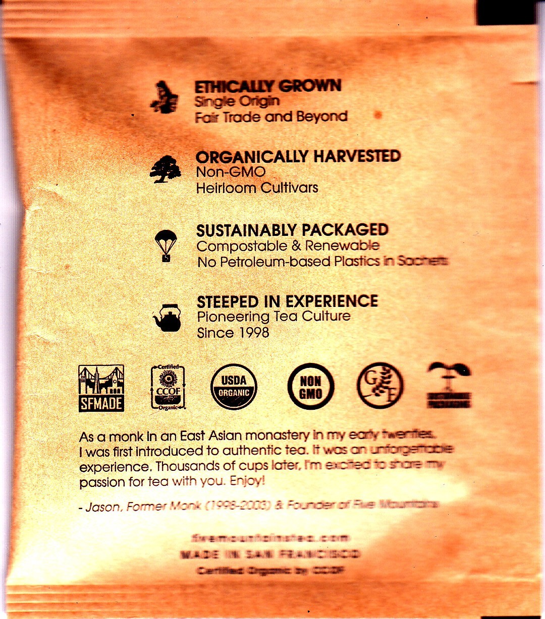 Five Mountains Tea Heirloom Organic Crimson 9 sachets, see description
