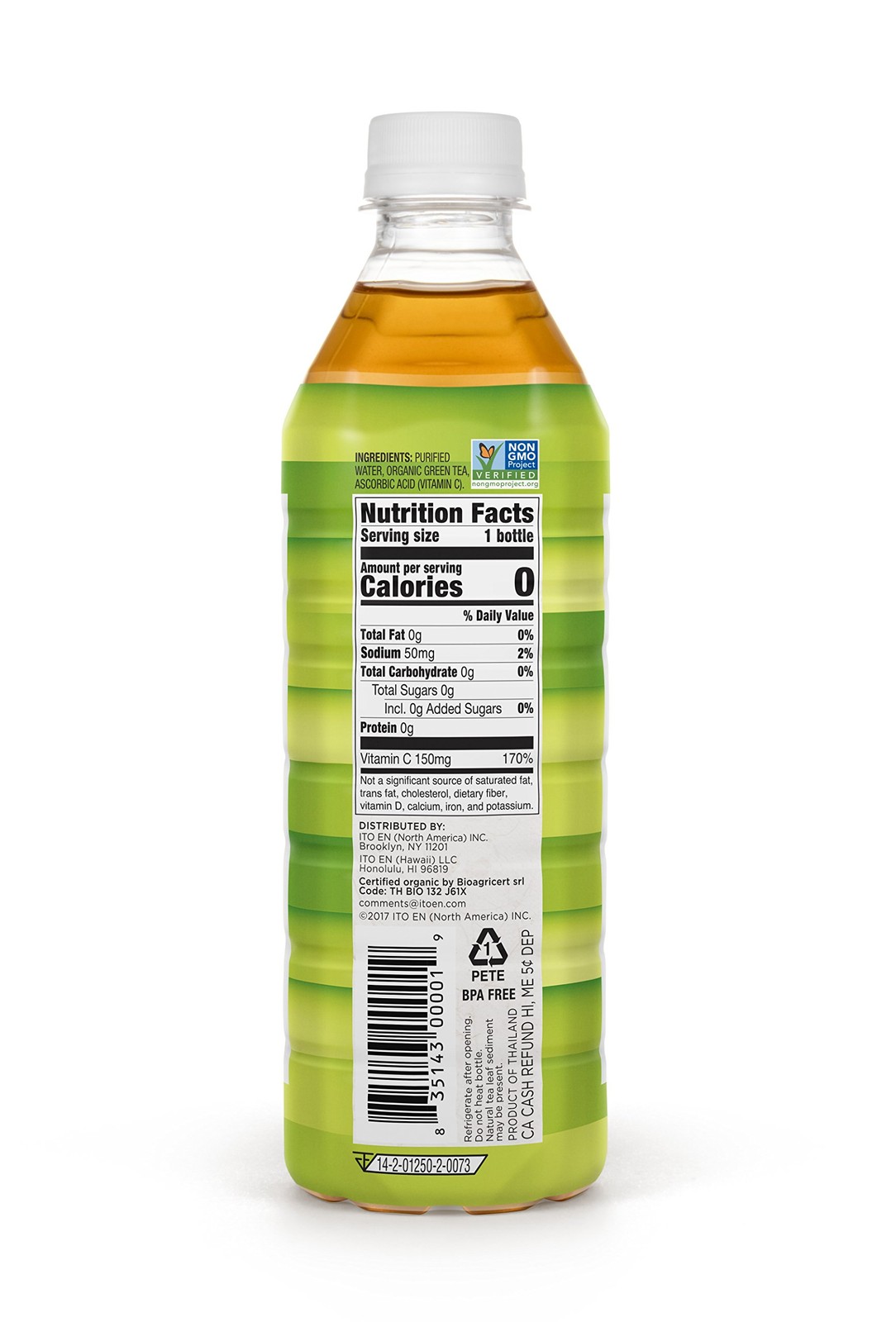 Unsweetened Pure Green Tea, Organic, Sugar Free, 0 Calories, 16.9 Ounce (12)