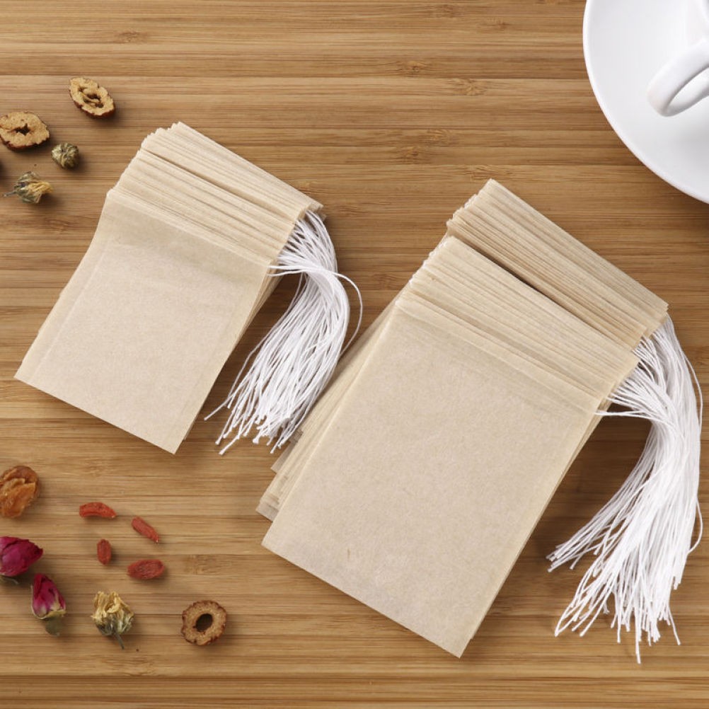 200 Pcs Drawstring Tea Bag Filter Paper Sachets Original Color for Loose Tea