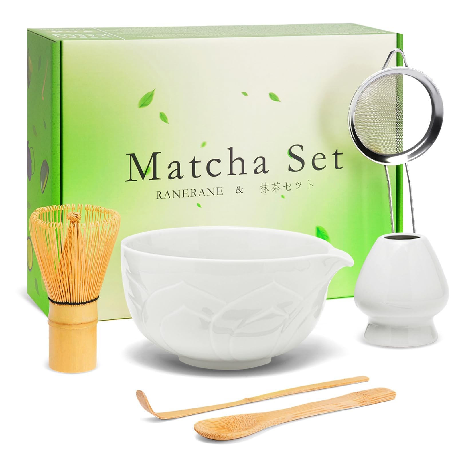 Matcha Whisk Set 6 Pcs – Includes Bowl, Whisk, Sifter, Scoop & Spoon for Tea