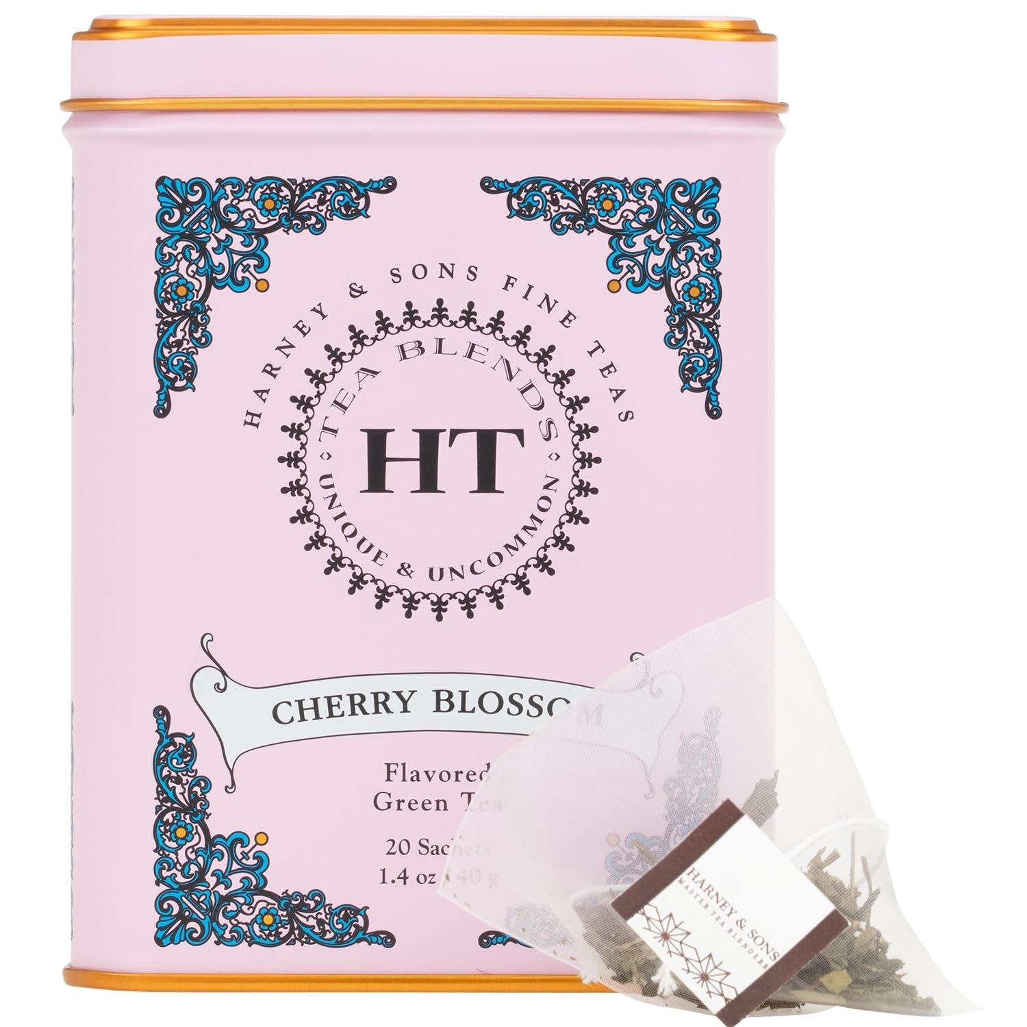 Harney & Sons Caffeinated Blossom Green Tea Tin Sachets 20 Count (Pack of 1)