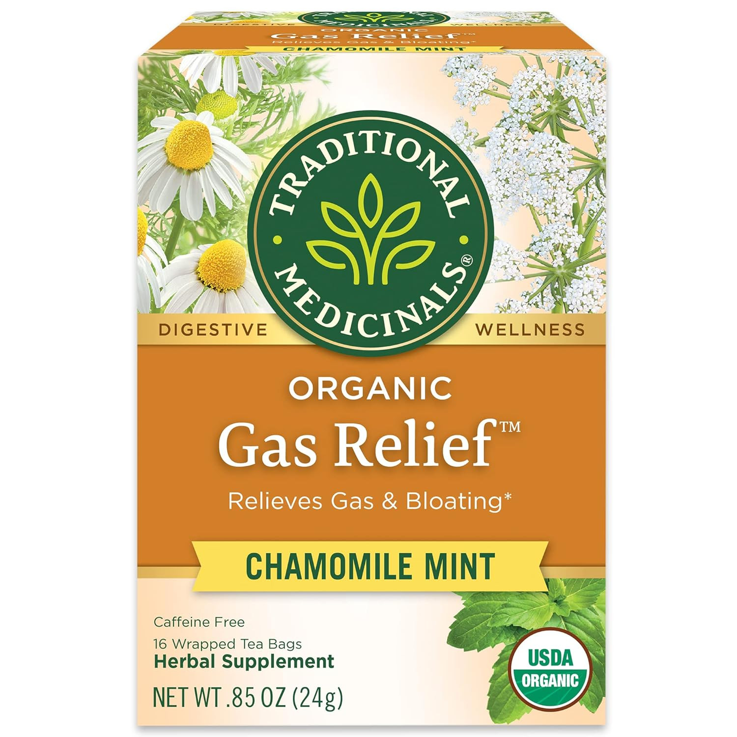 Organic Belly Comfort Peppermint Tea, Kosher, Non-Gmo, Caffeine-Free, Compostabl