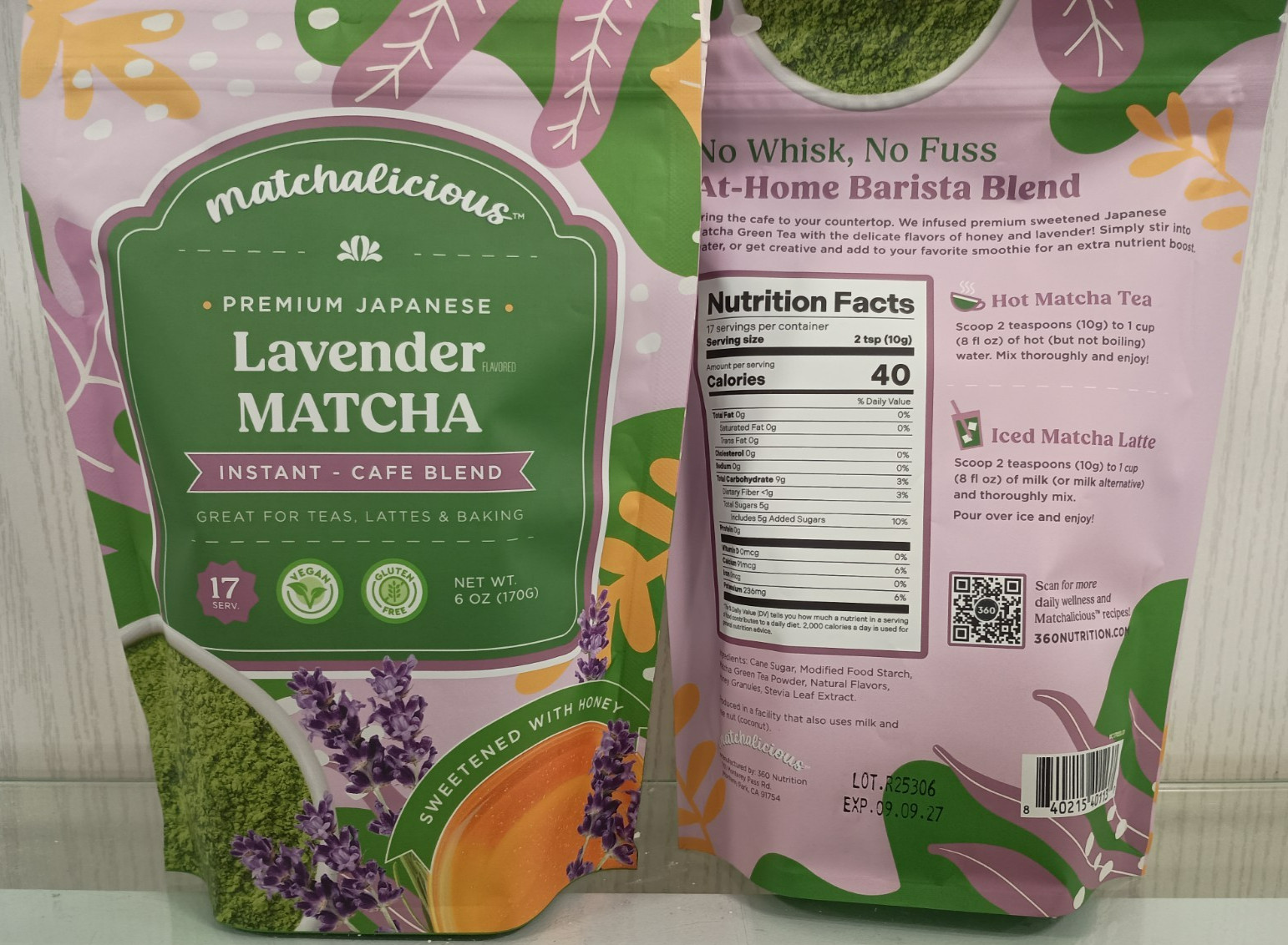 Matchalicious™ Premium Instant Japanese Lavender Matcha Powder 6 oz (2 Pack)