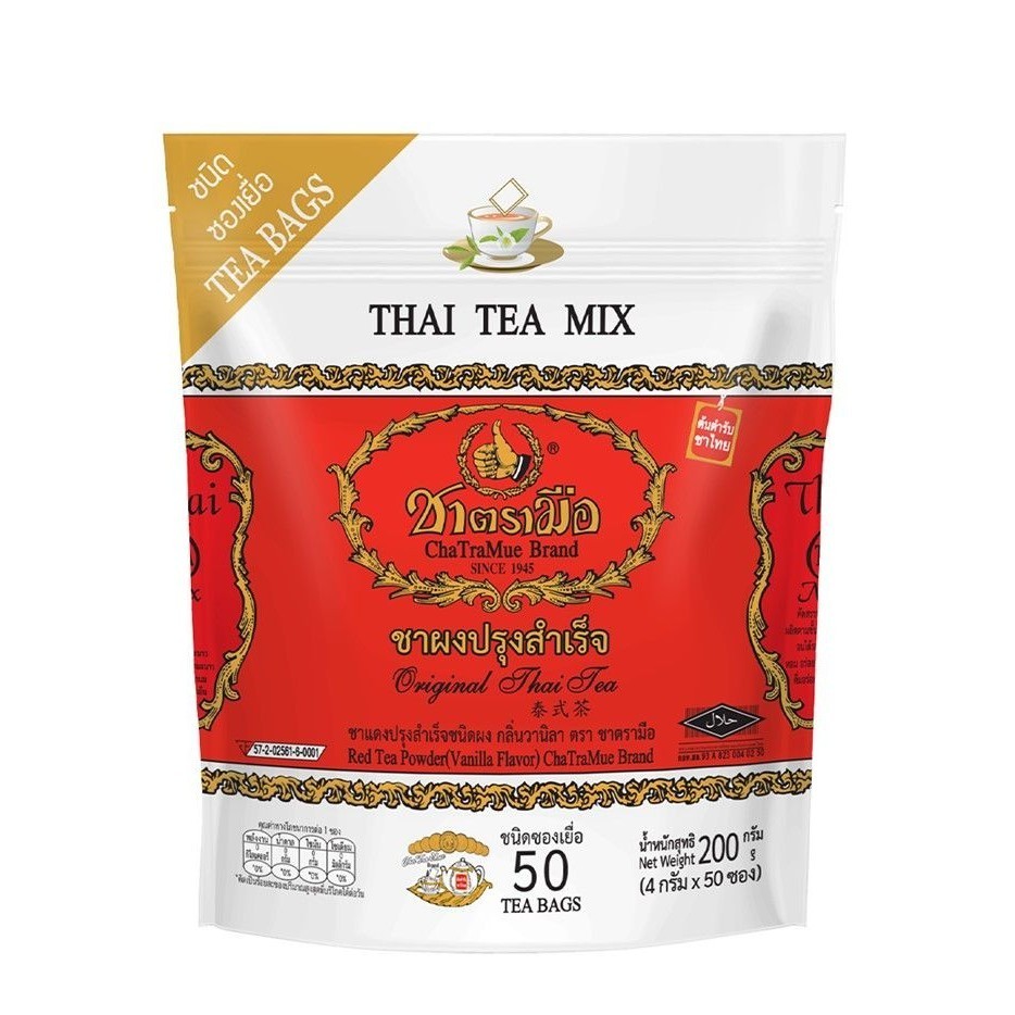 ChaTraMue Thai Tea Mix Original 50 Tea Bags Pouch