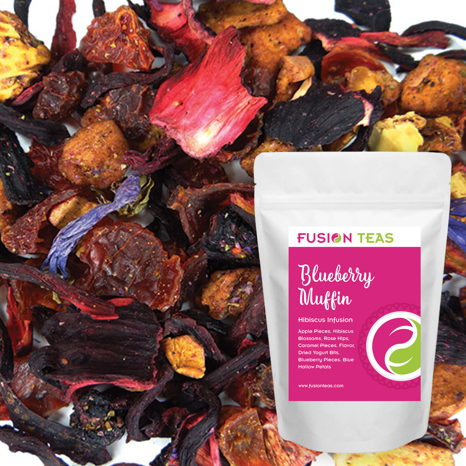 Blueberry Muffin Hibiscus Fruit Tea – Herbal Loose Leaf Tisane – Fusion Teas
