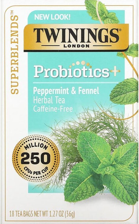 Twinings Probiotics Peppermint & Fennel Herbal Tea – 18 tea bags