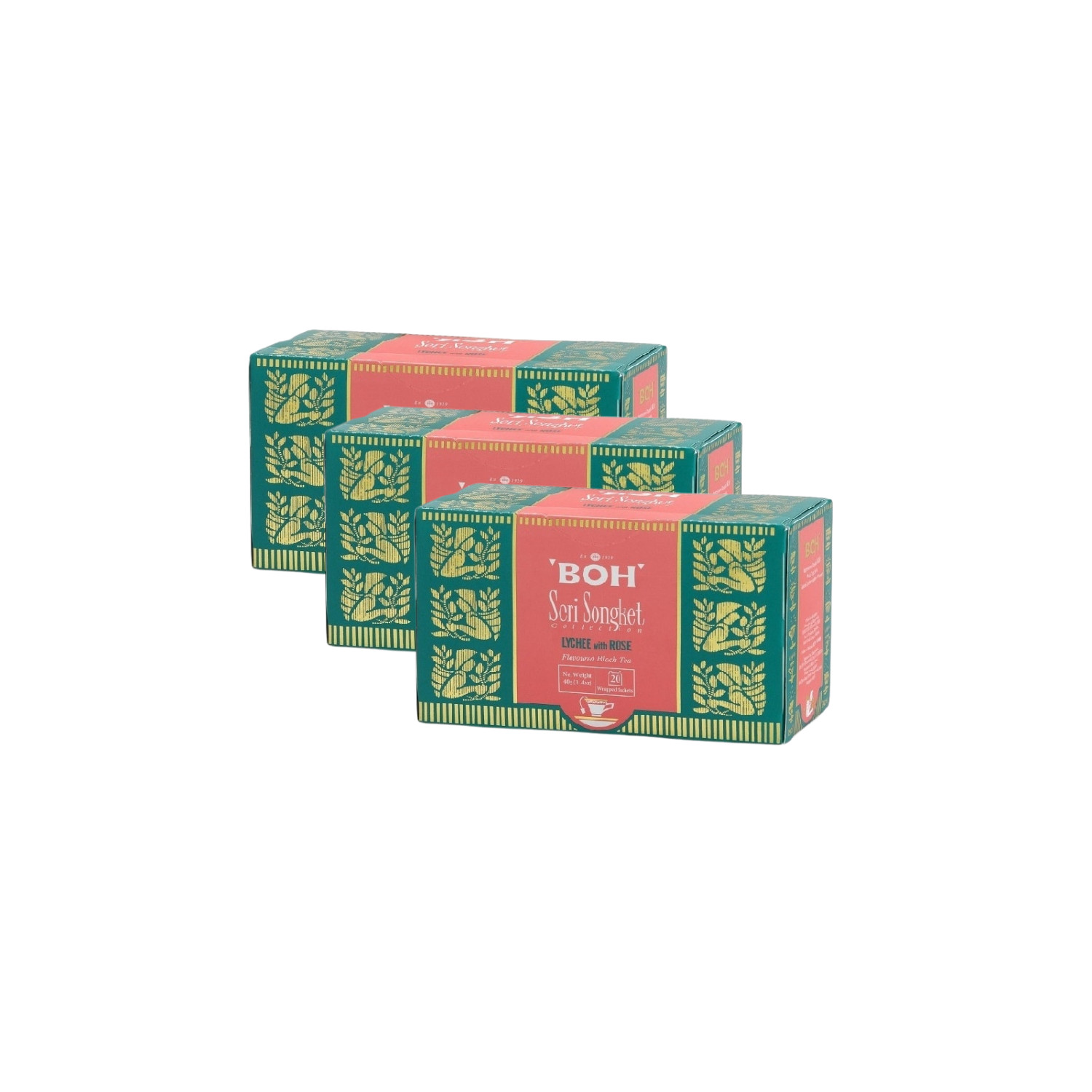 BOH Seri Songket Lychee with Rose Tea – 20 Sachets Exotic Floral Malaysian Tea