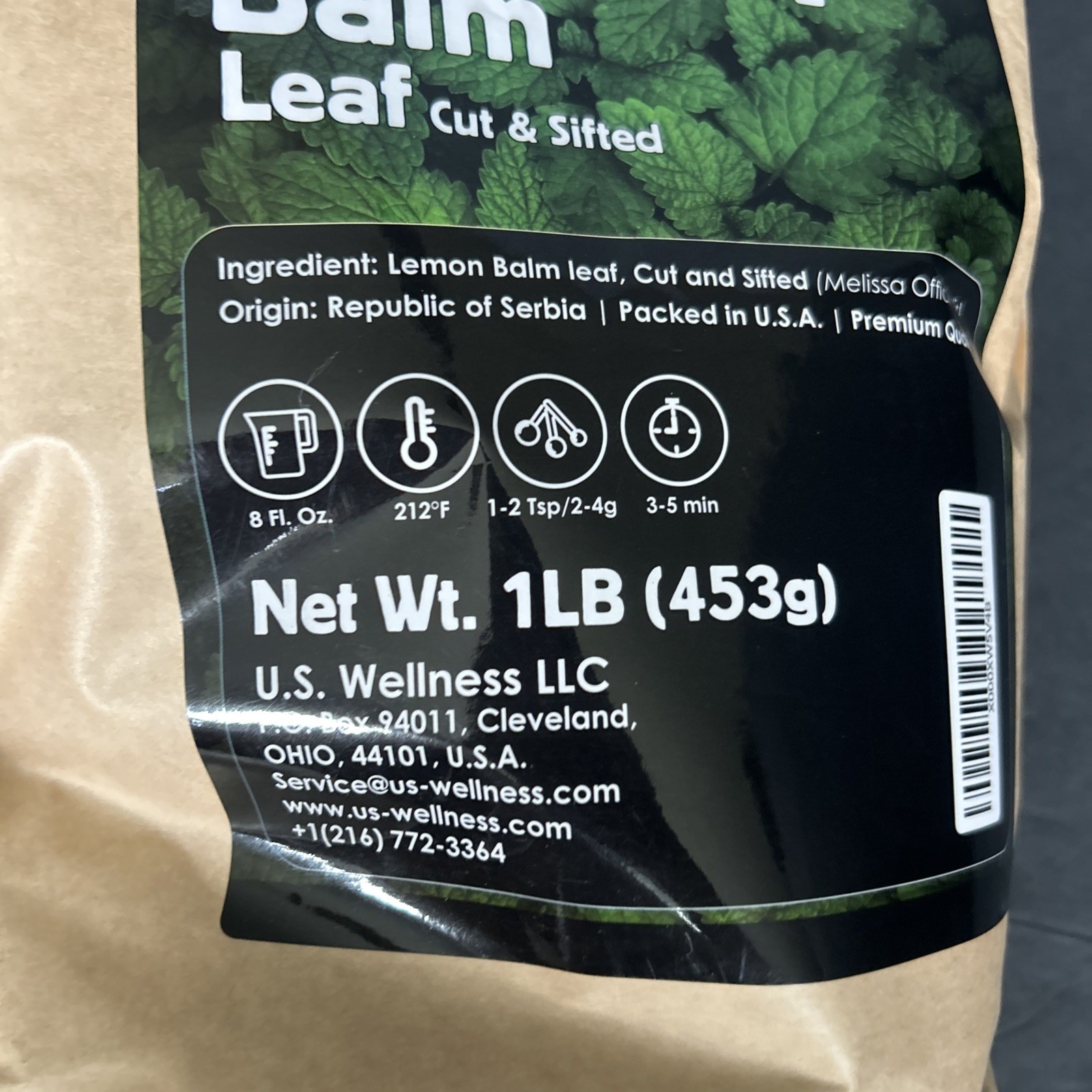 Lemon Balm (Herbal Tea): (Melissa Officinalis Caffeine 1 Pound (exp July 2028)