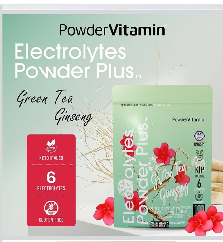 PowderVitamin Electrolytes Powder Plus 100 Servings Black Tea Ginseng Electro…