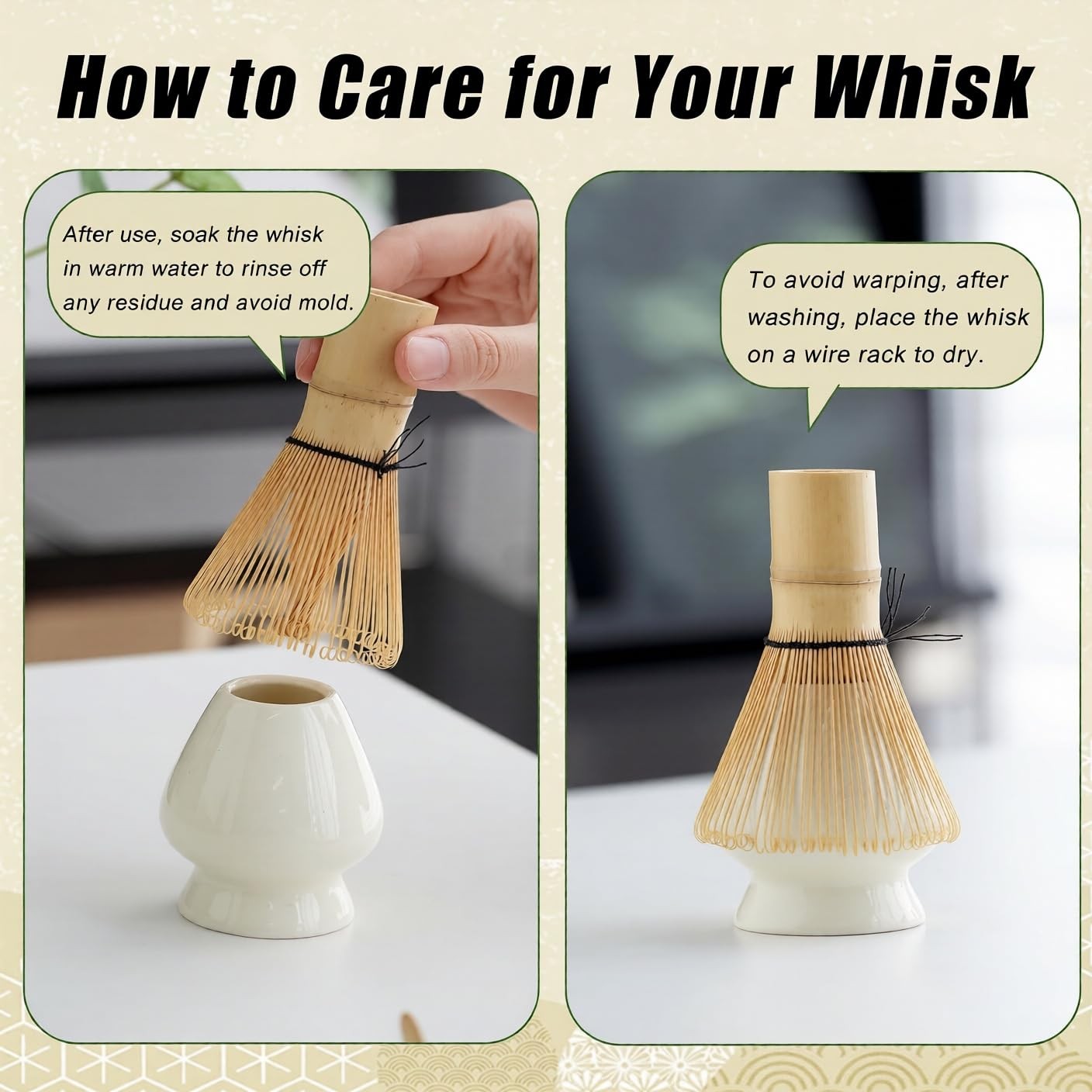 Matcha Whisk Set | 8PCS Ceramic Matcha Kit (White) with Bowl, Bamboo Whisk (C