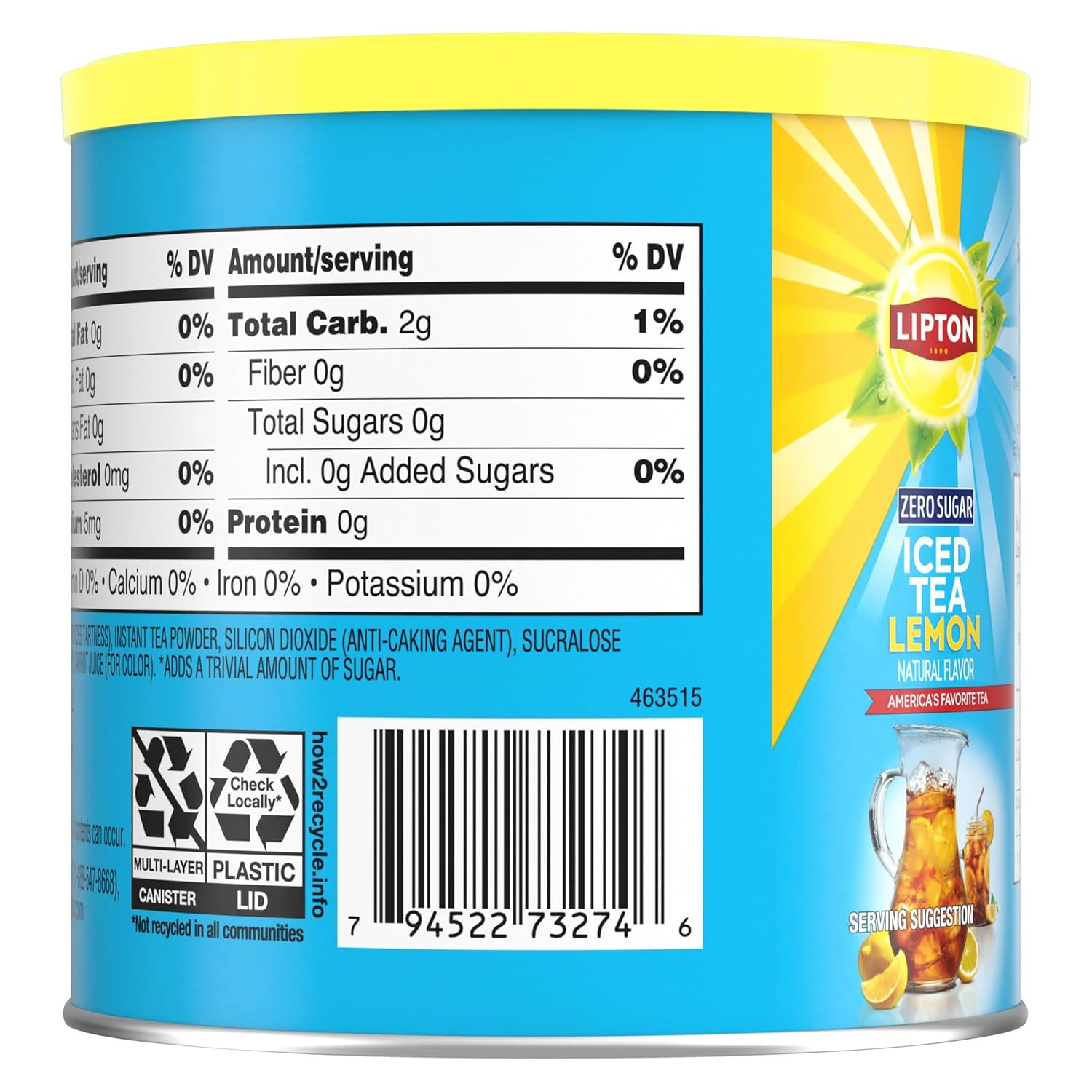 Diet Lemon Iced Tea Mix – Pack of 2, 10 Quarts Each (Total 20 Quarts) Zero Suga