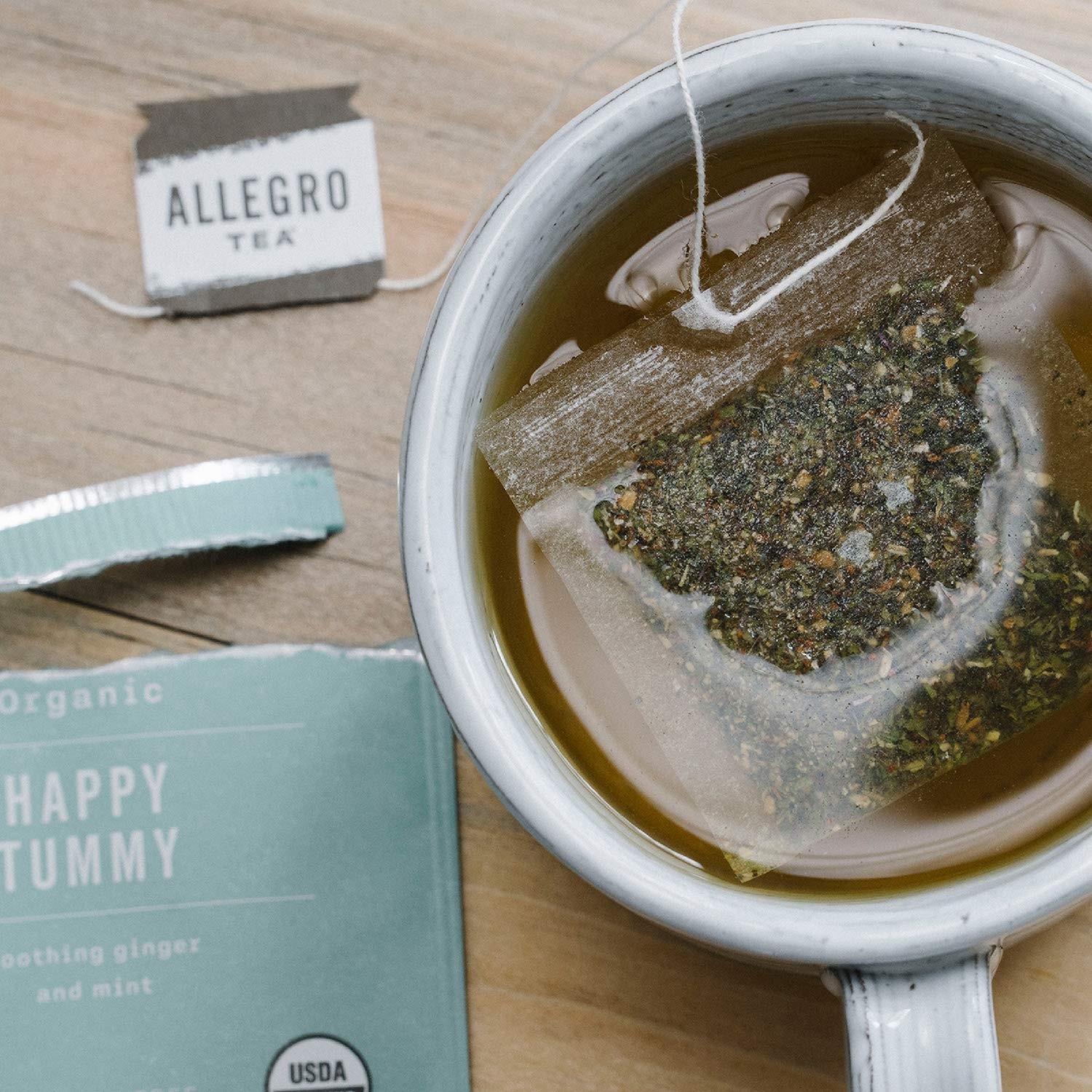 Caffeine-Free Organic Happy Tummy Tea – 20 Count Ginger & Peppermint Bags