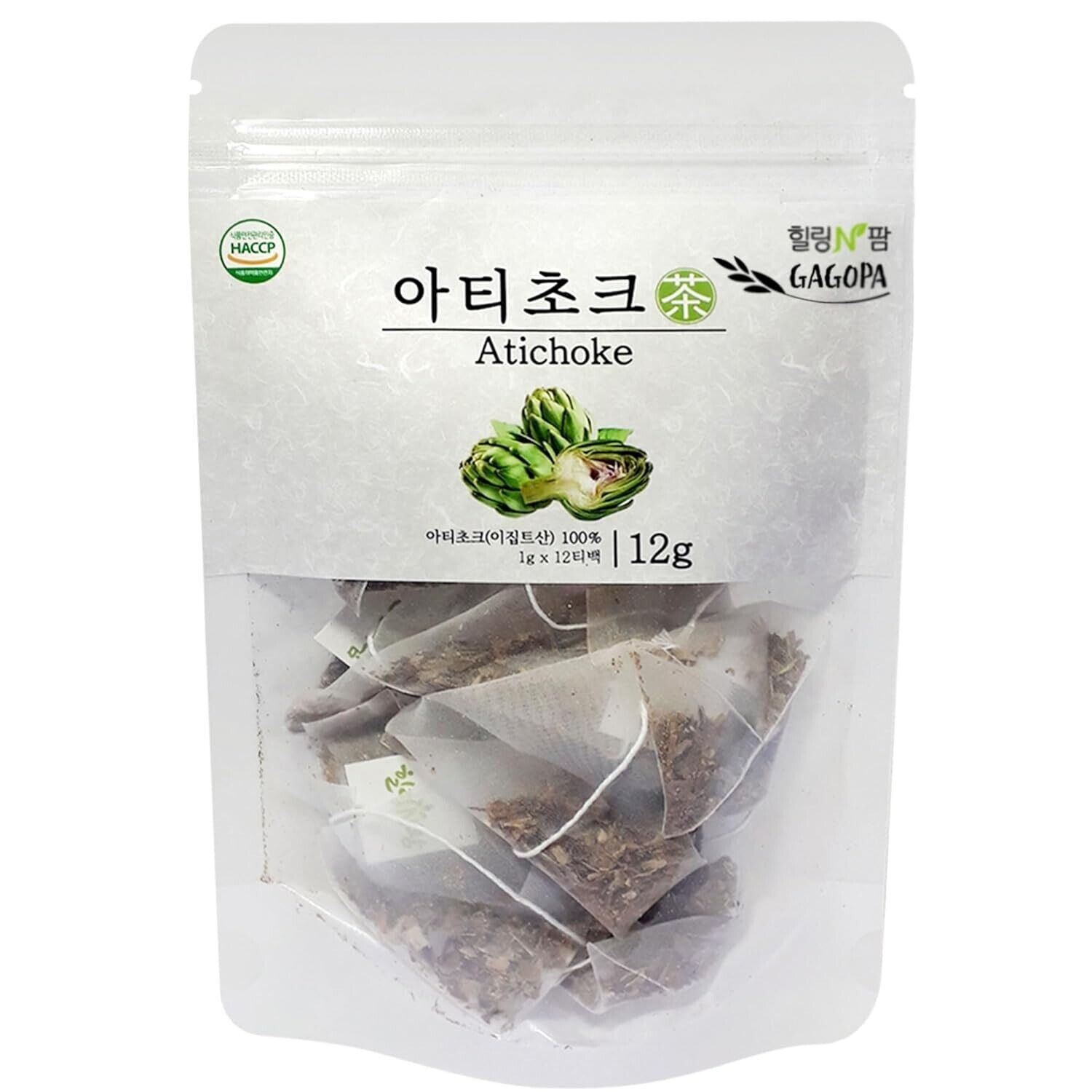 [GAGOPA] 100% Pure Artichoke Herbal Tea, 1g x 12 Teabags (5-Pack, 60ea)