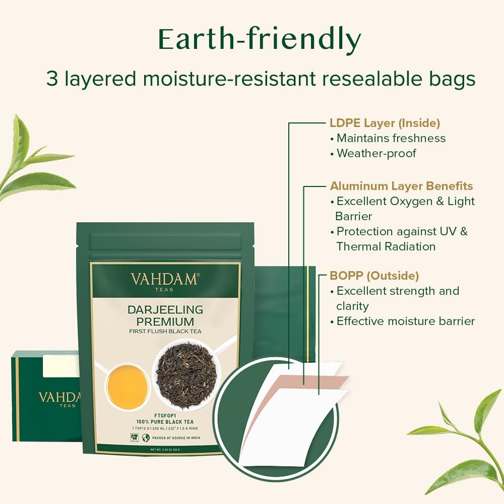 , First Flush Darjeeling Tea – 50 Cups (3.53oz) | Loose Leaf Black Tea – Flow…