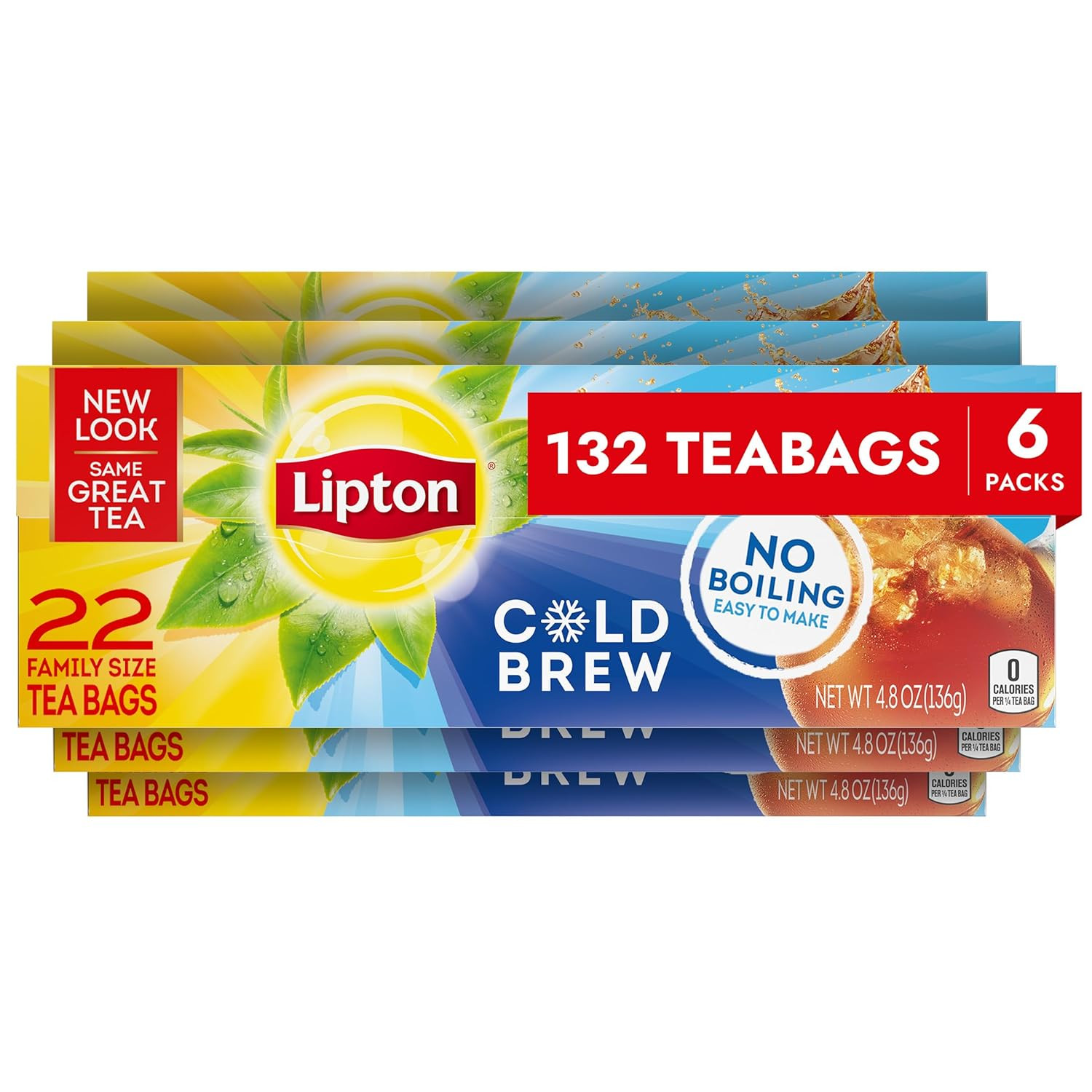 Lipton Cold Brew Iced Tea Bags, Family Size Zero Calories, Easy-To-Make with No