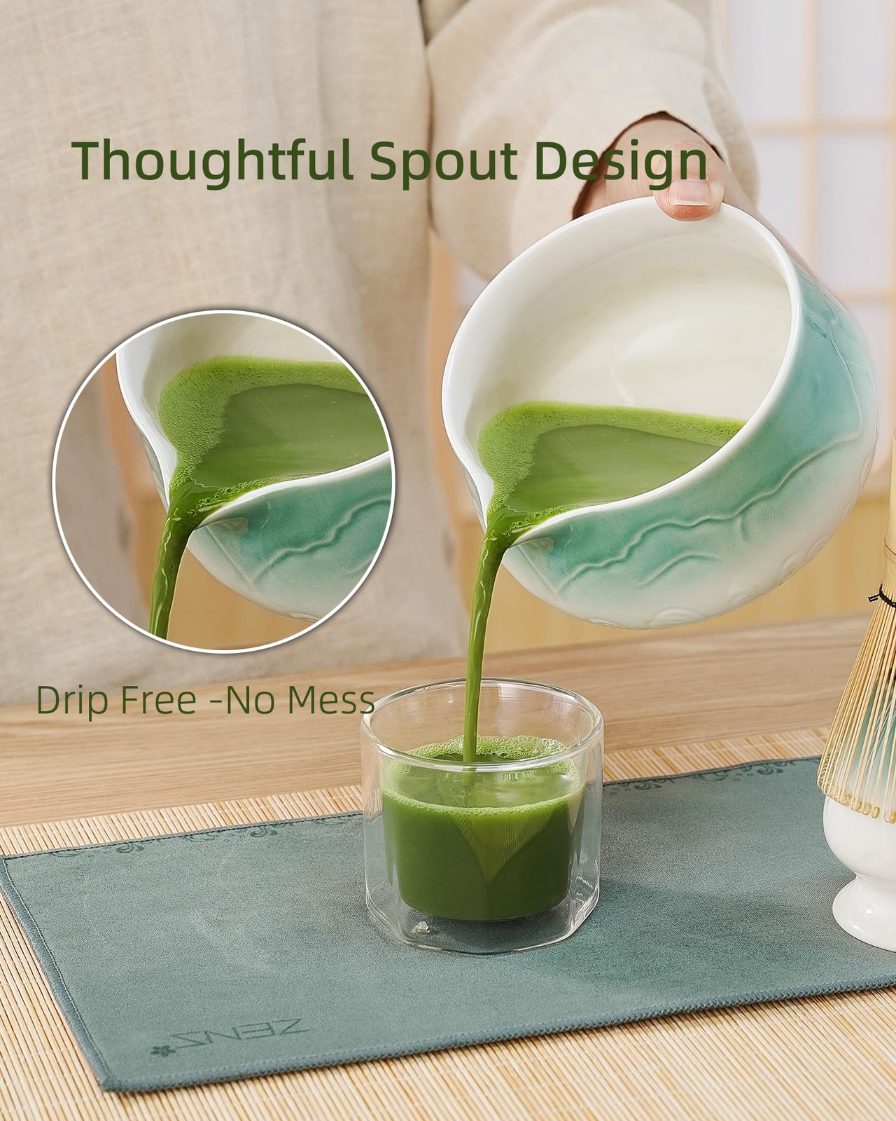 Matcha Whisk Set, 6Pcs Matcha Set Includes Ceramic Bowl, Bamboo Whisk and Cha…