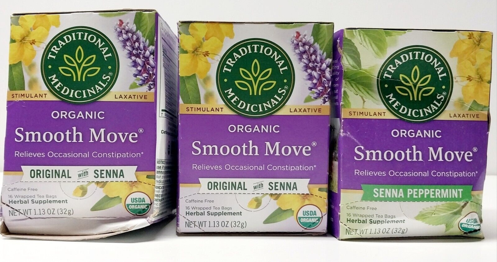 3 Box Lot Traditional Medicinals Smooth Move Tea Regular Peppermint EXP Feb 2027
