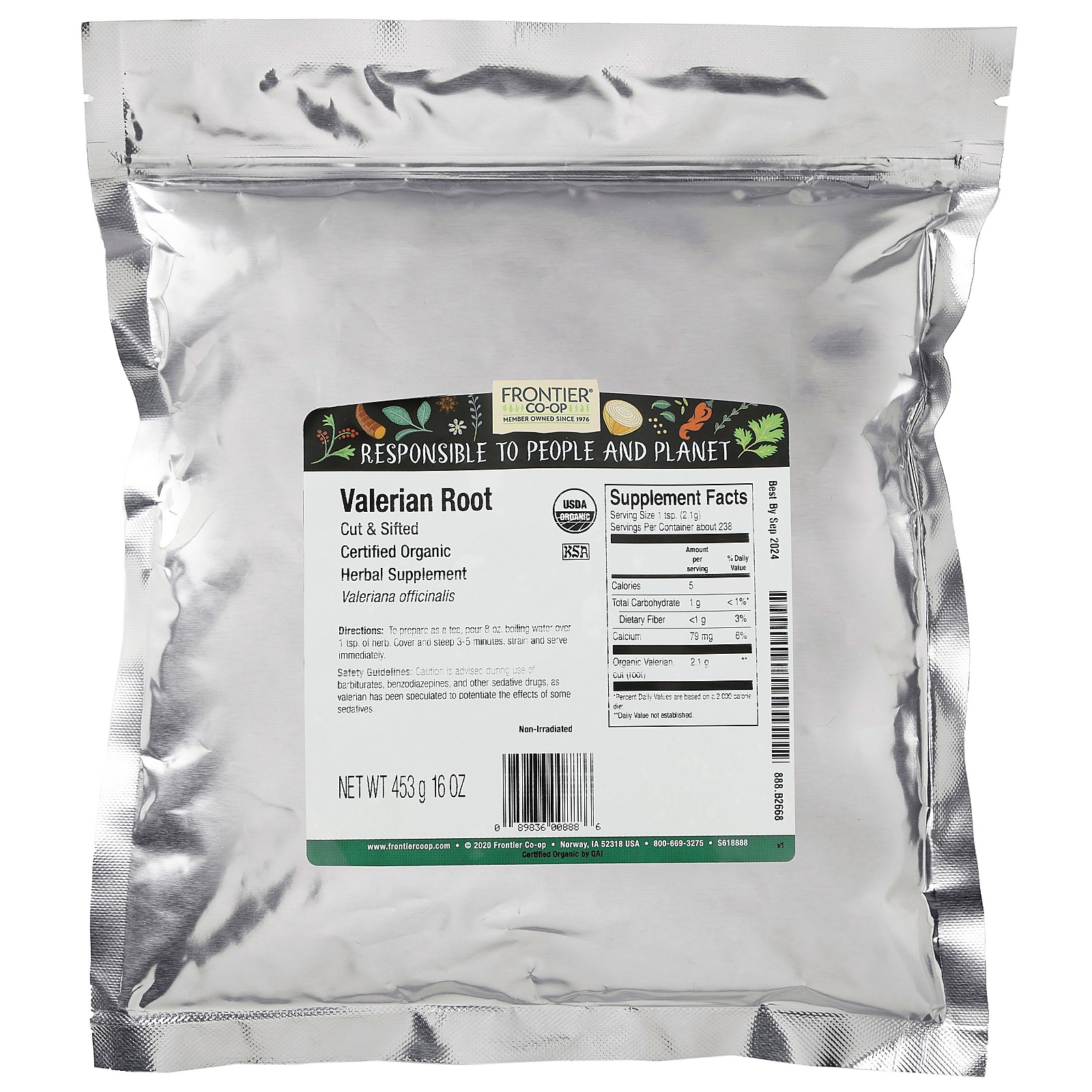 Organic Cut & Sifted Valerian Root, 16 oz (453 g)