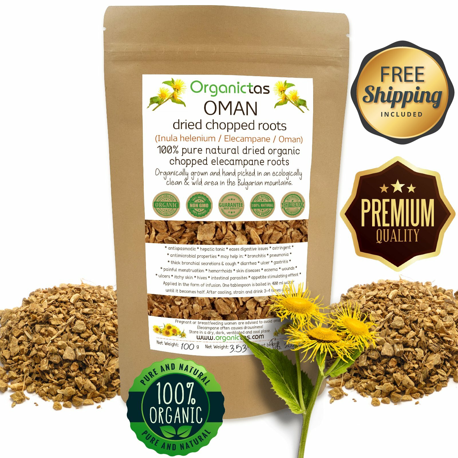 ELECAMPANE ROOT organic Herbal Tea Premium Quality Loose Cut Inula Helenium