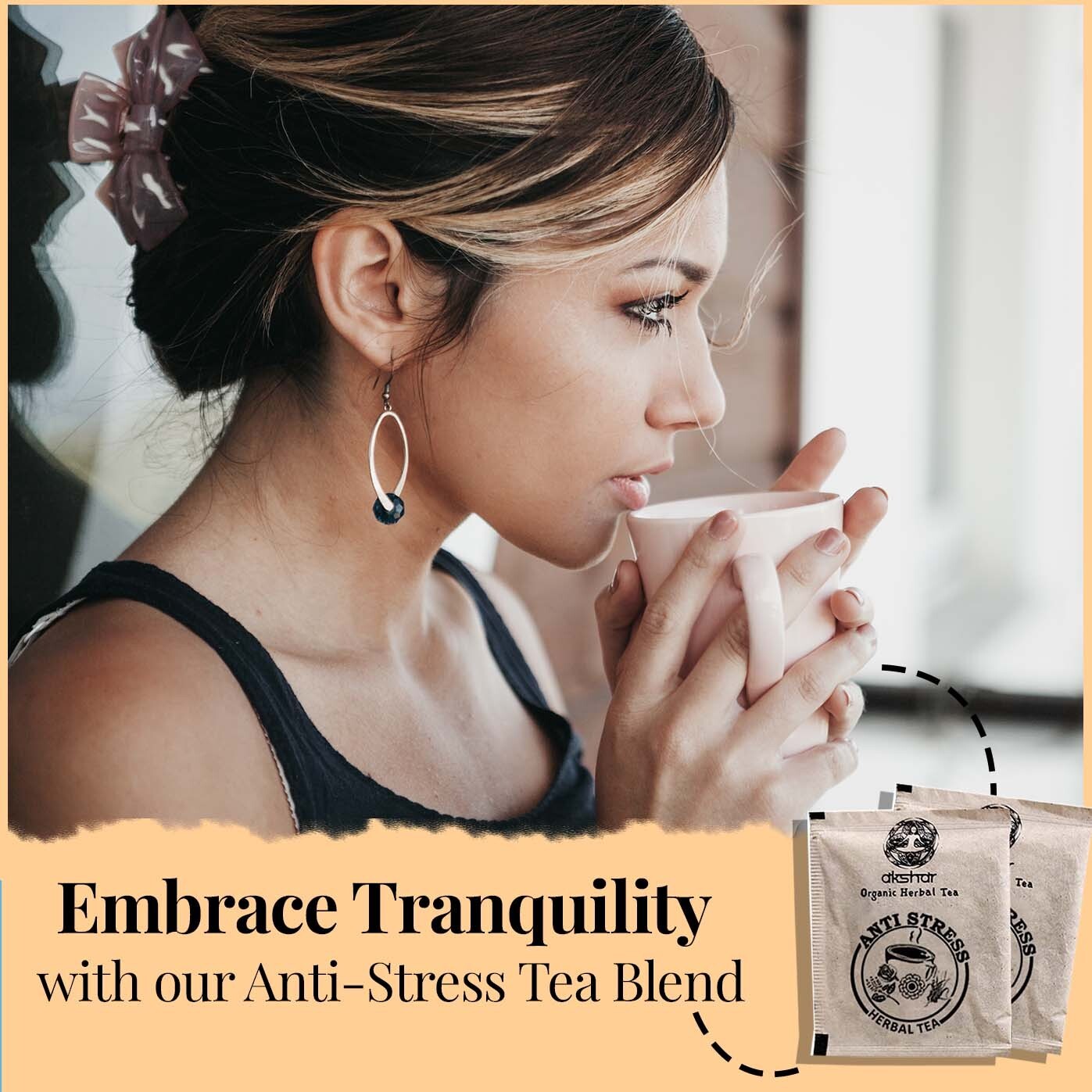 Premium Anti Stress Tea, 80 Tea Bags, Calm & Relax Tea, Herbal Tea, No Caffeine