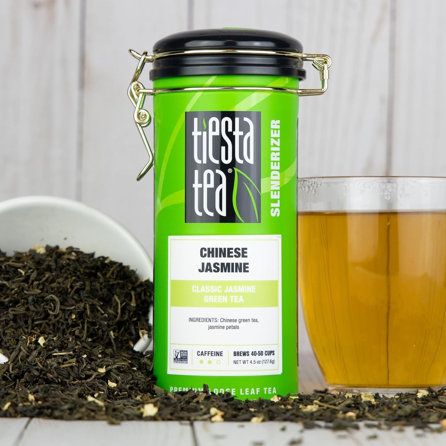 Loose Leaf Jasmine Green Tea, 50 Cups, Medium Caffeine