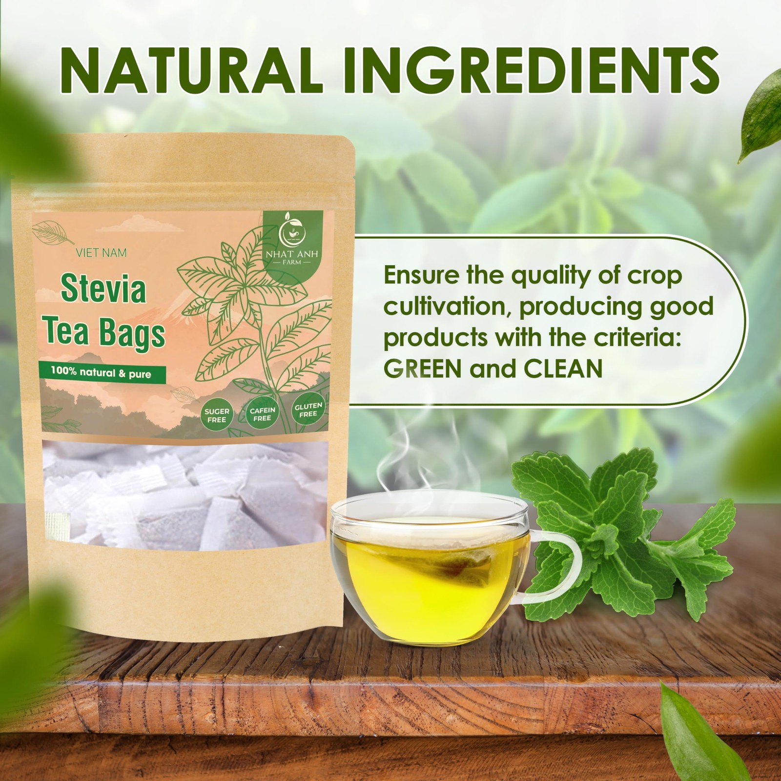 Premium Stevia Tea Bags – 40 Count, 100 Natural, Sugar-Free, Herbal Blend