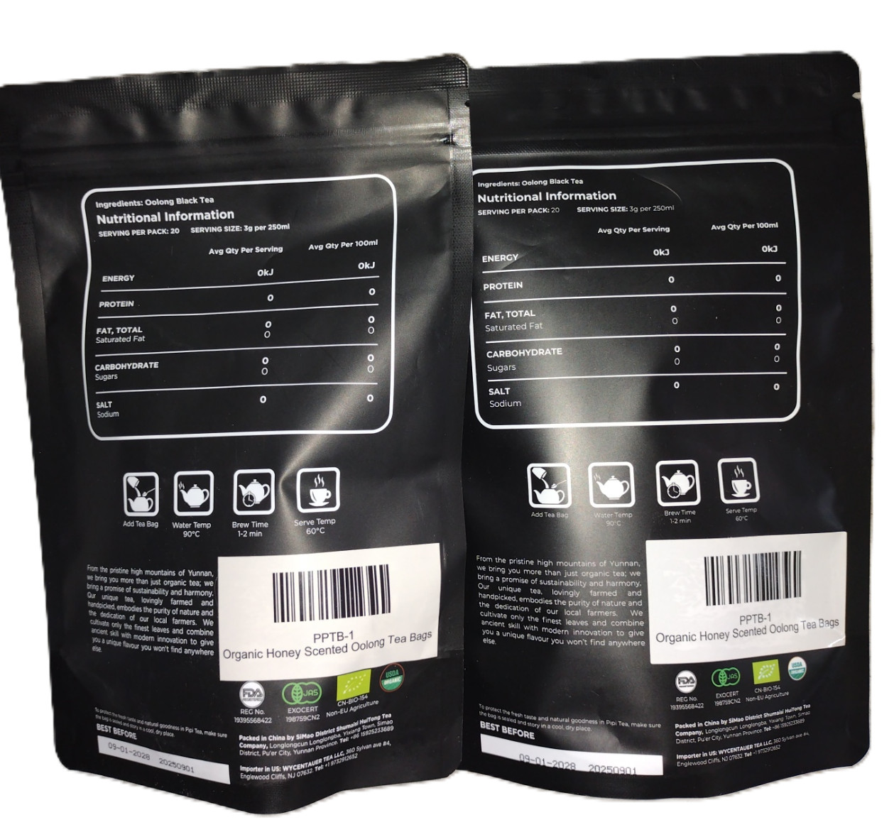 Pipi Tea Organic Honey Scented Oolong Tea- 40 bags – Exp 9/28 -New Sealed