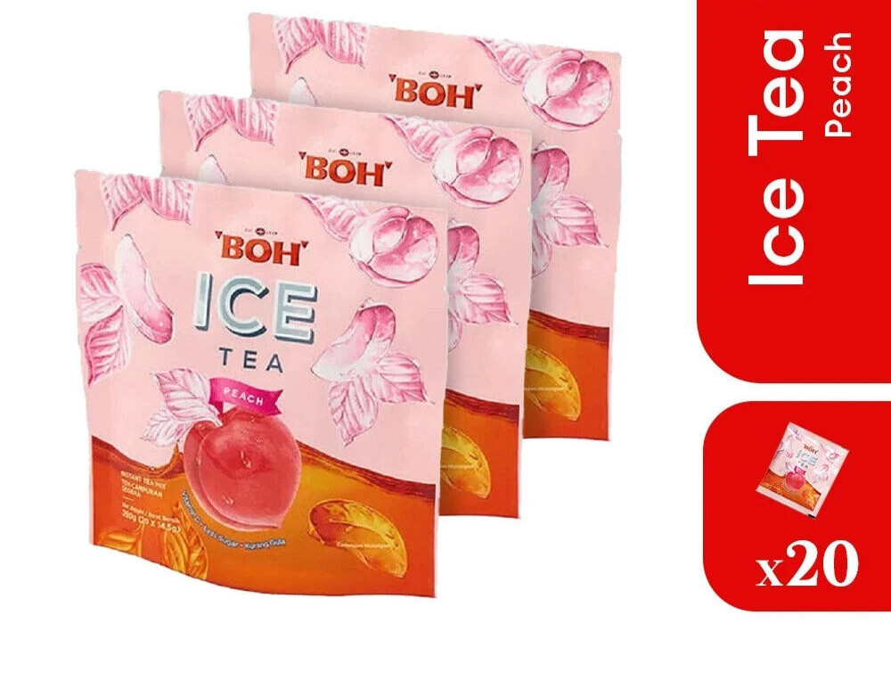 “BOH” ICE TEA PEACH| 14.5g X 20 SACHET| MALAYSIA PRODUCT