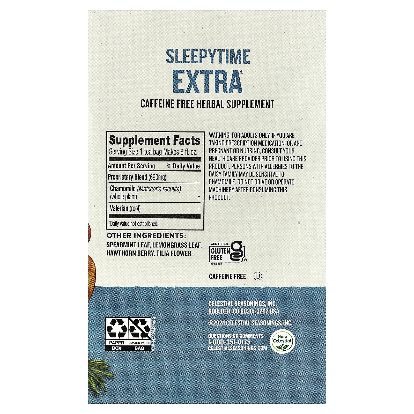 Wellness Tea, Sleepytime Extra, Caffeine Free, 40 Tea Bags, 2.5 oz (71 g)
