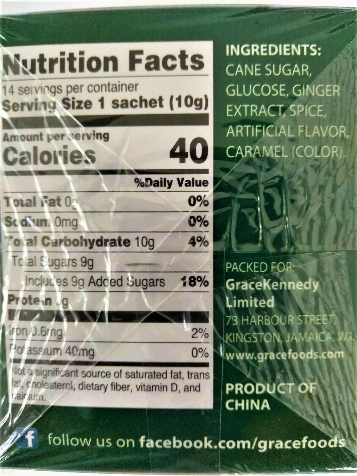 Grace Instant Ginger Tea Original, 4.94 oz 14 Sachets (Pack of 2)