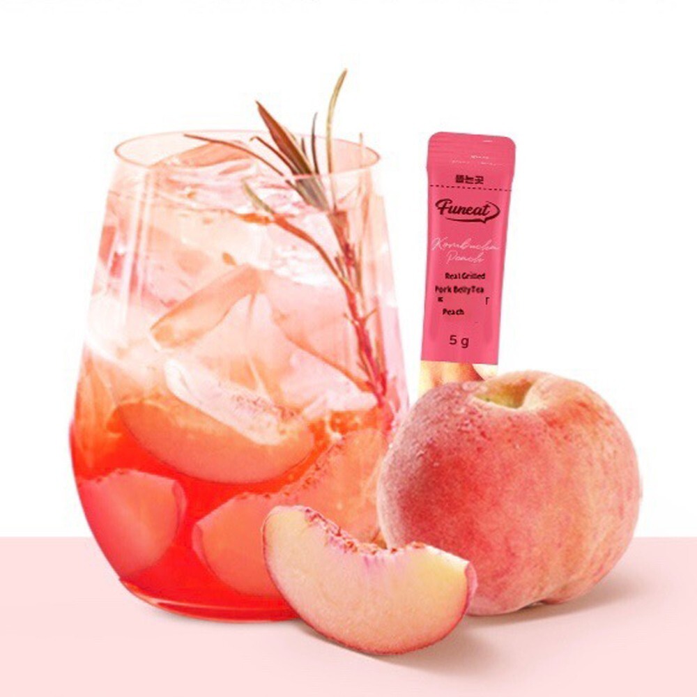 Funeat Real Kombucha Lemon/Peach Sparkling Fermented Powdered Mix Beverage