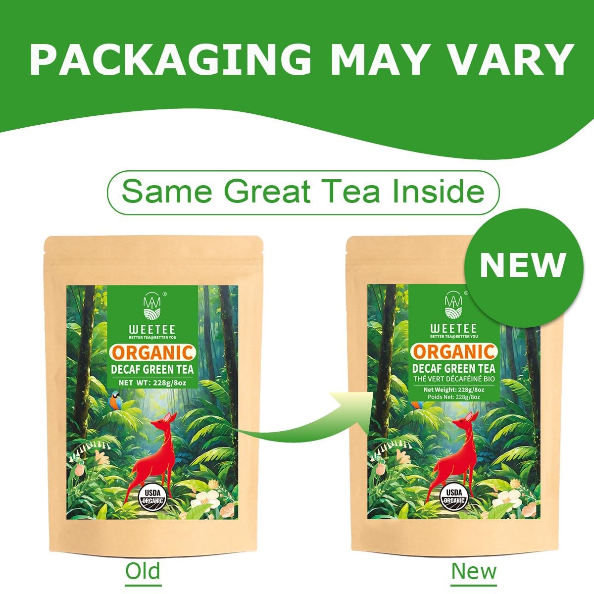 Organic Decaf Green Tea Loose Leaf, 110+ Cups, Made of CO2-Decaffeinated Gree…