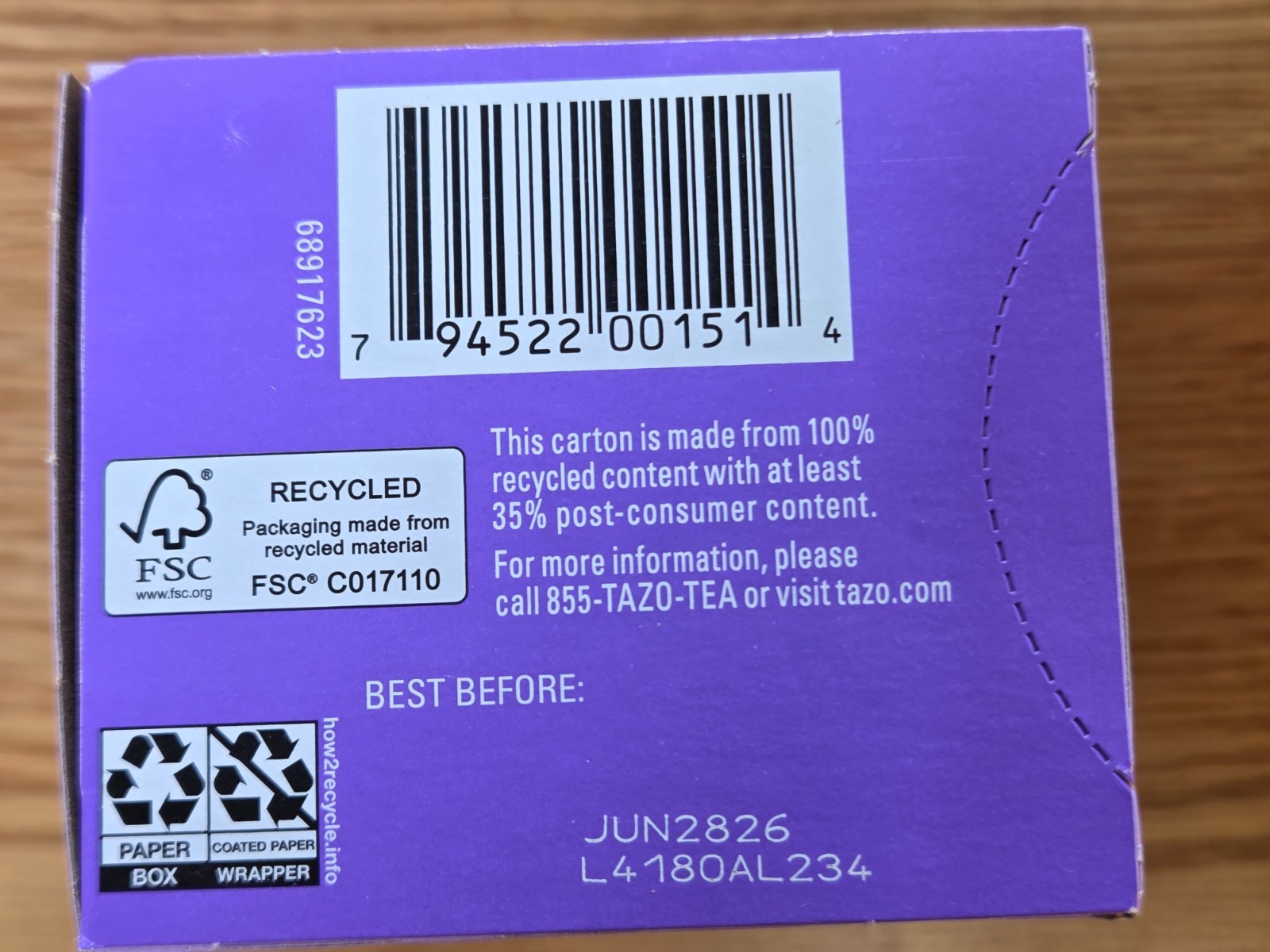 Lot of 6 Tazo Vanilla Bean Macaron Black Tea 15 Bags Each Dessert Delights New