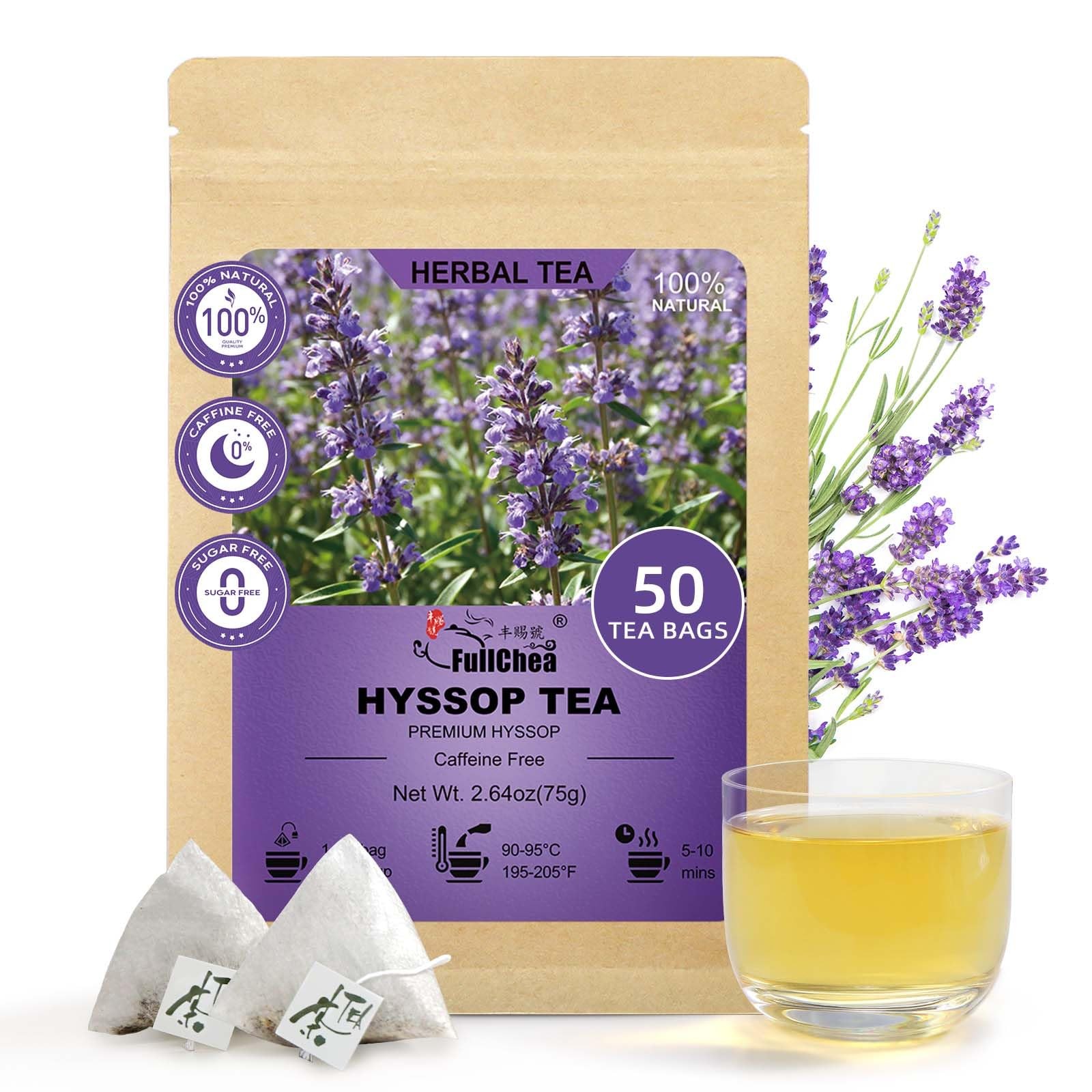 Organic Hyssop Herbal Tea Bags – 24 Count for Wellness Relaxation