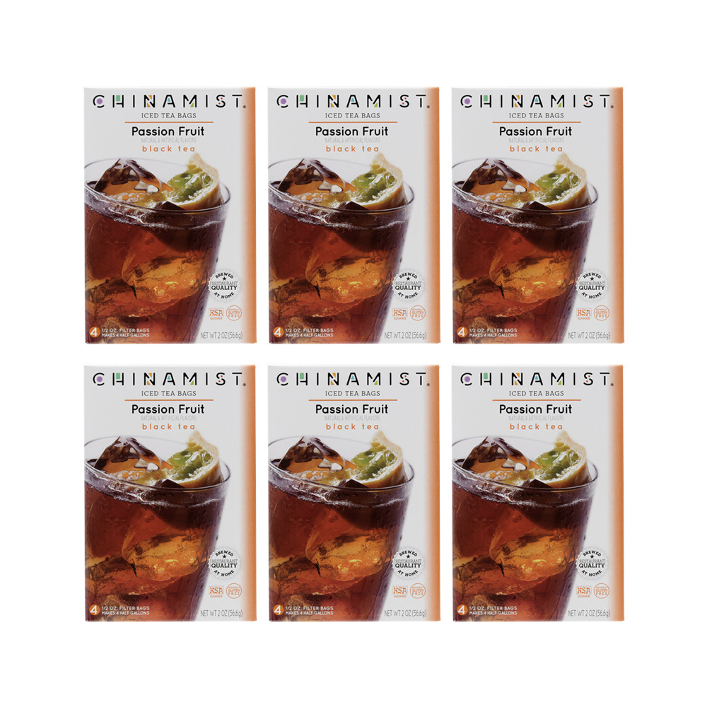 China Mist Passion Fruit Iced Tea Bags, 4-Count Box, 6-Pack