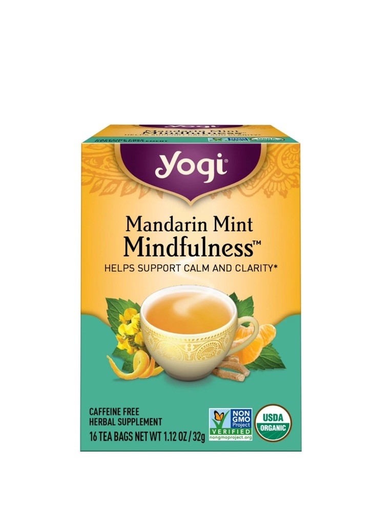 Yogi Tea Mandarin Mint Mindfulness Herbal Supplement Calm Clarity Organic Orange