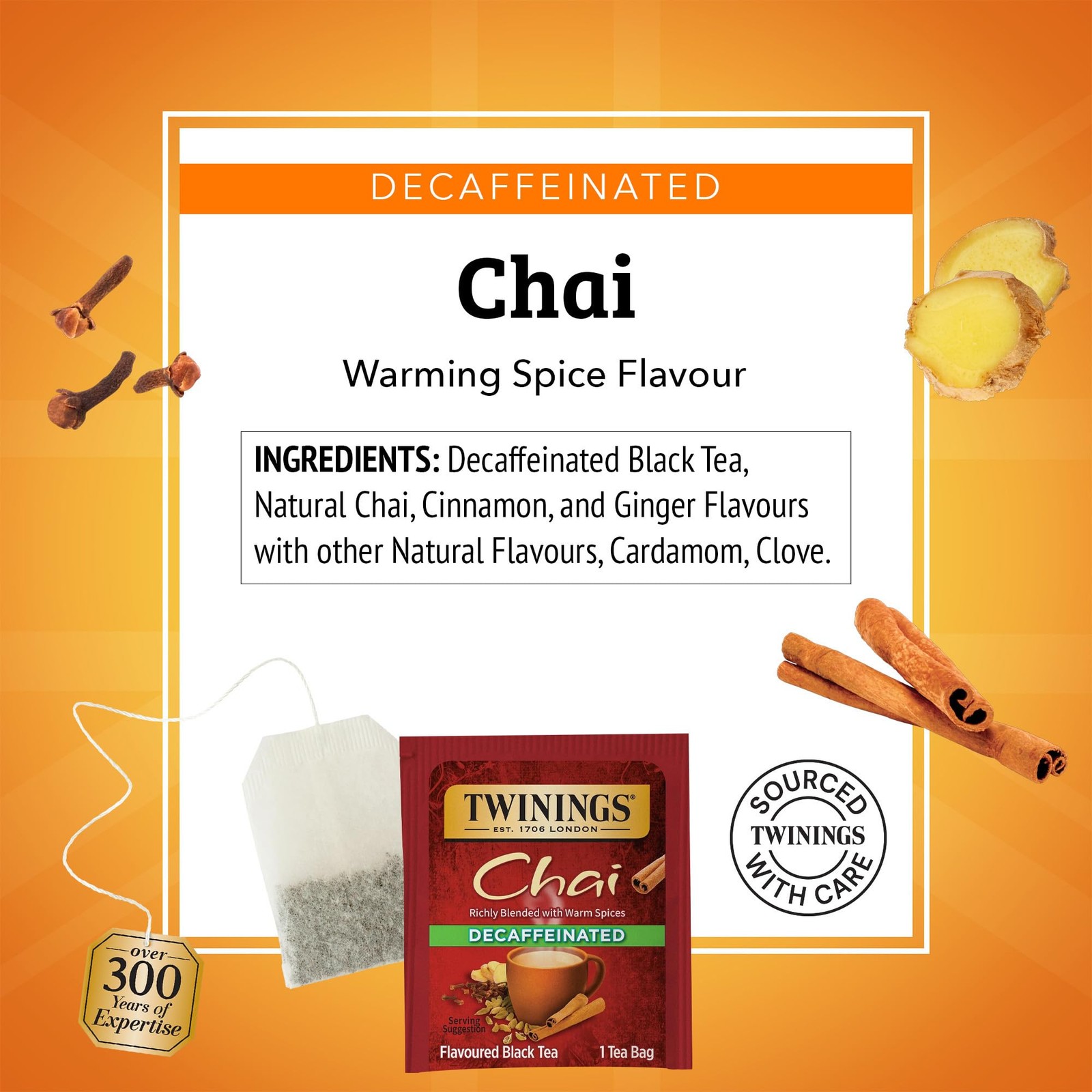 Twinings Decaffeinated Chai Individually Wrapped Bags, 100 Count (Pack of 1)