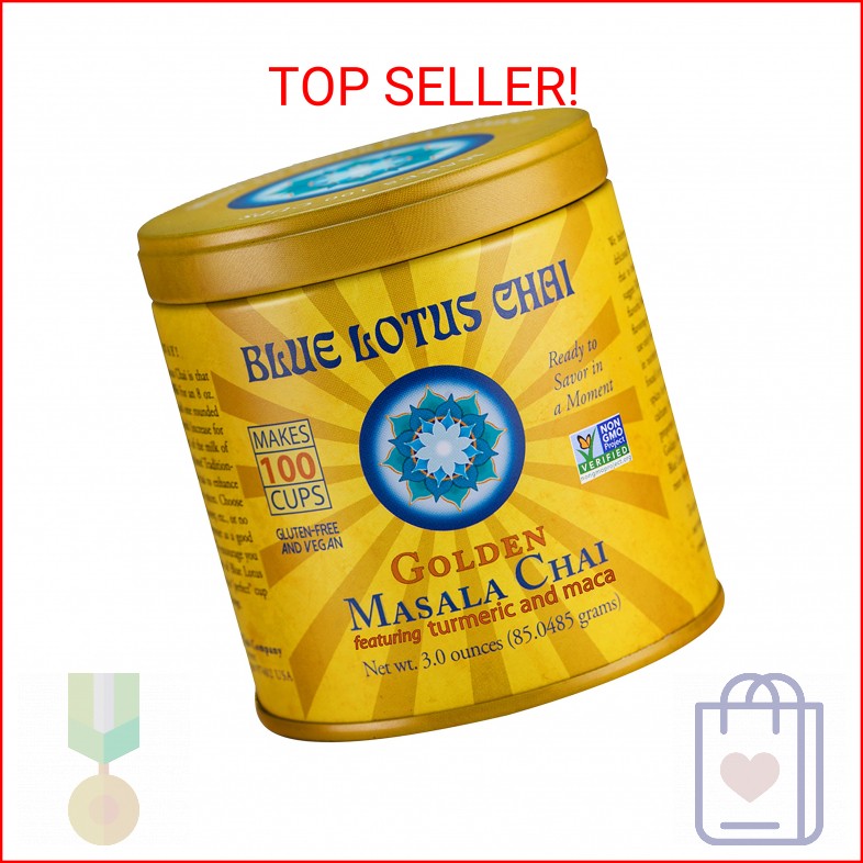 Blue Lotus Chai – Golden Masala Flavor Chai – Makes 100 Cups – 3 Ounce Masala Sp