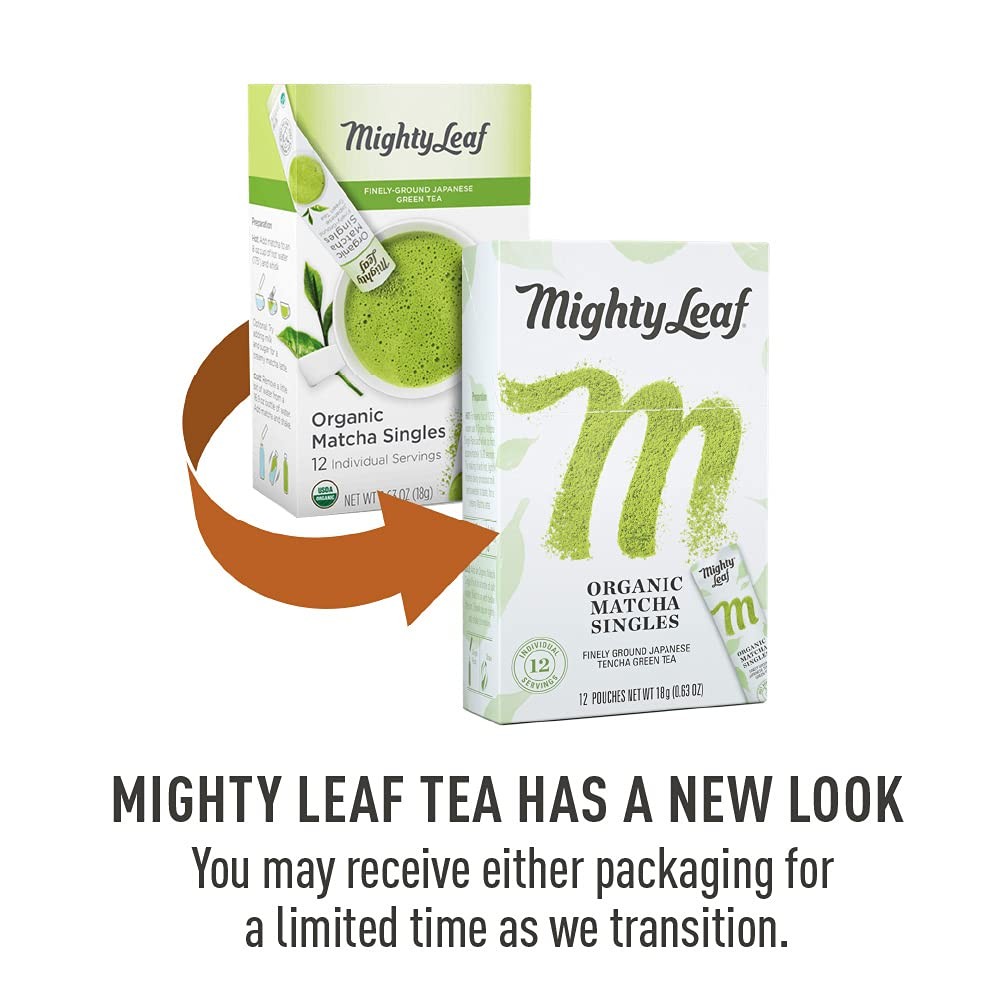 Mighty Leaf Tea, Organic Matcha Green Tea Singles – 1 Box of 12 Single Serve …