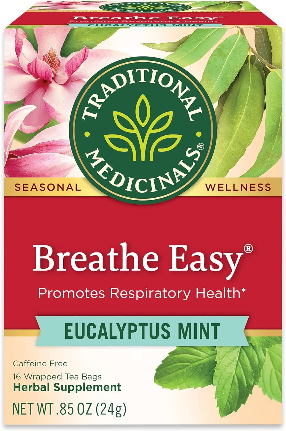 Tea, Breathe Easy with Eucalyptus Mint, Promotes Respiratory Health, Kosher,