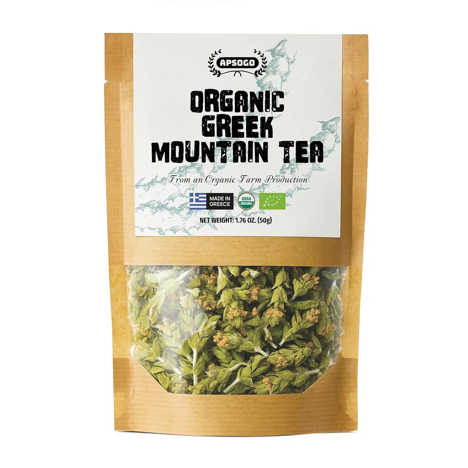Organic Greek Mountain Tea – Premium Quality & Excellent Taste – 1.76Oz Loose Le