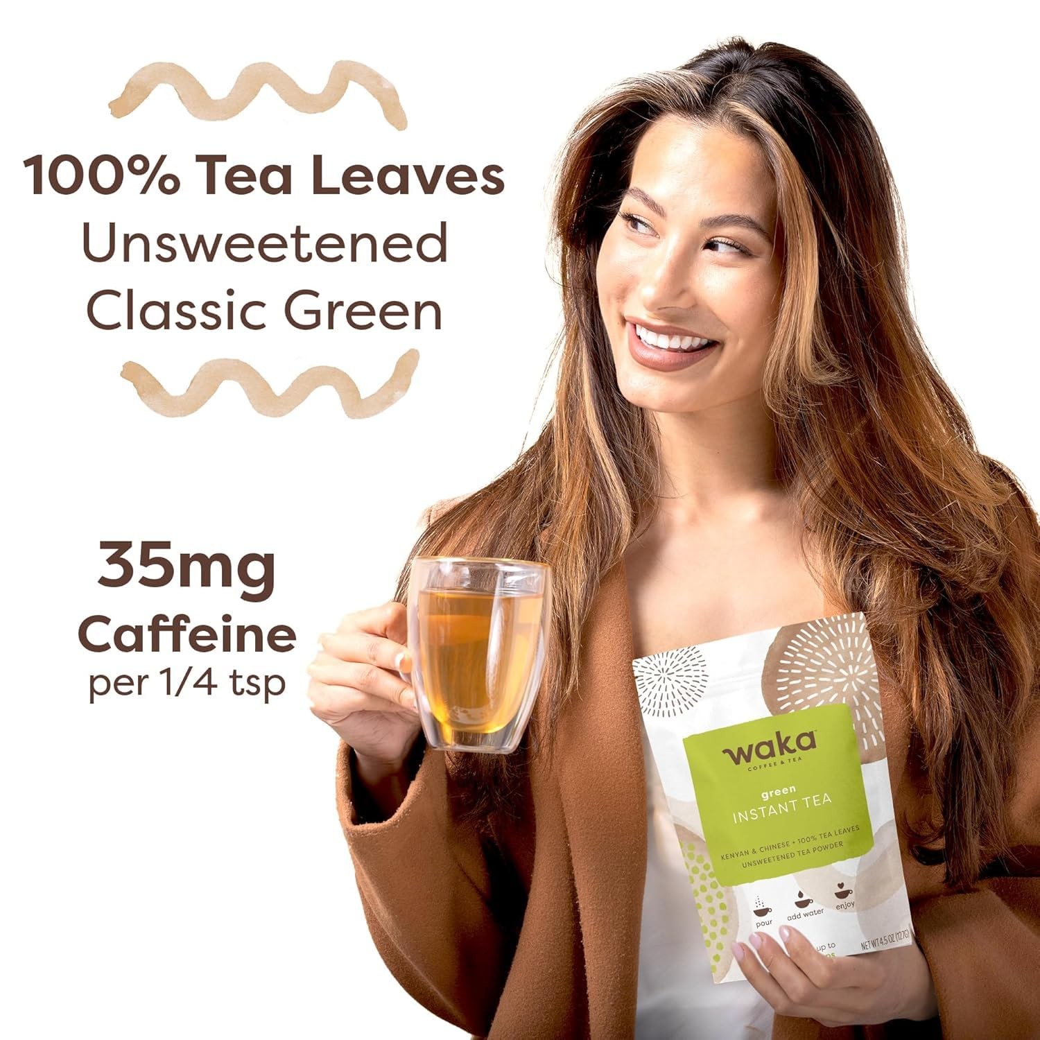 Waka Instant Green Tea Mix, Original – 100% Tea Leaves, No Additives, Unsweet…
