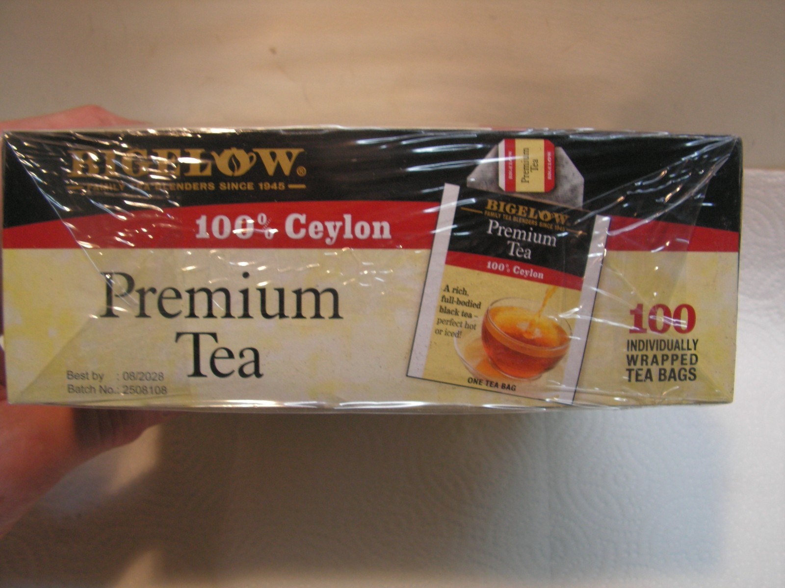 Bigelow Premium Ceylon Tea Bags – 100/Box. Individually Wrapped BEST By 08/2028