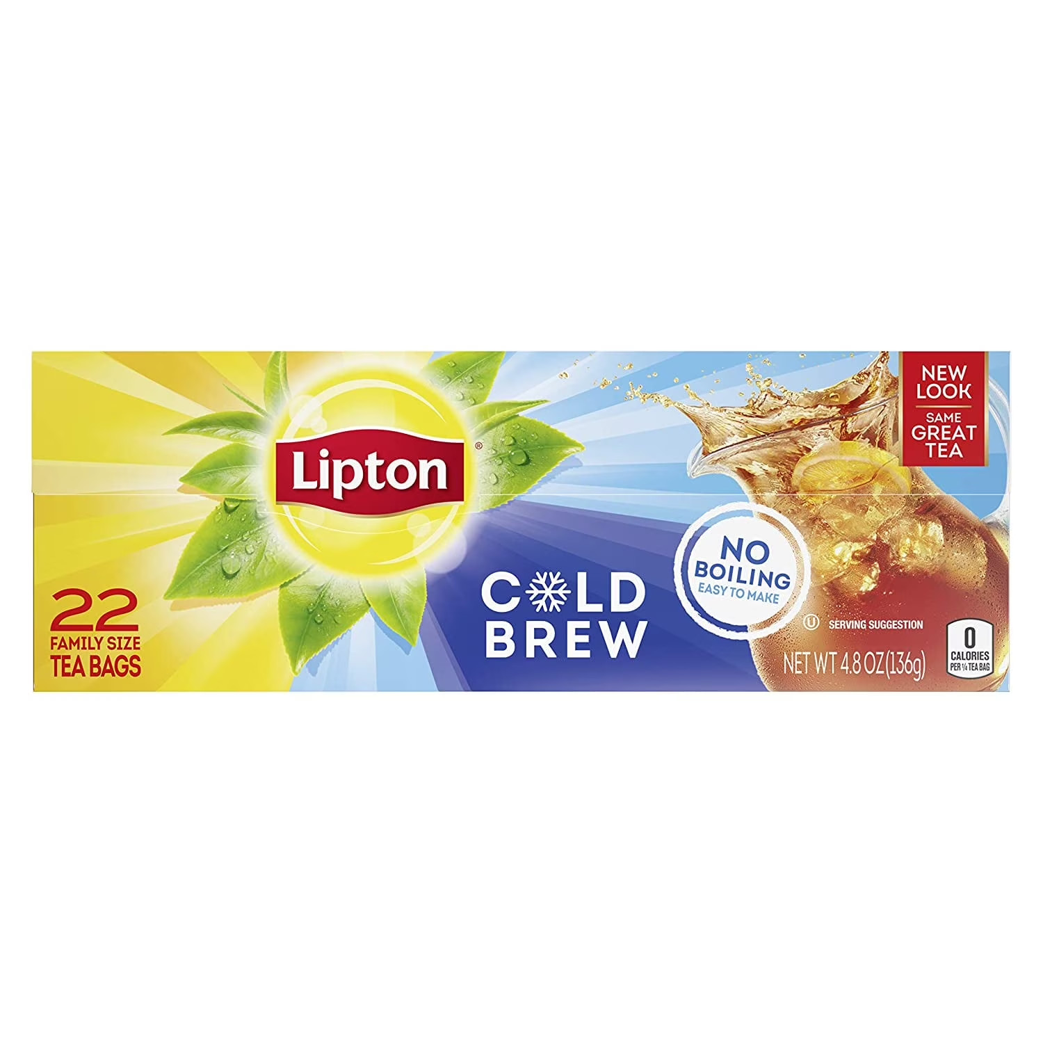 6pk Lipton Cold Brew Iced tea, ZeroCalories, no boiling needed, 22 Total TeBags